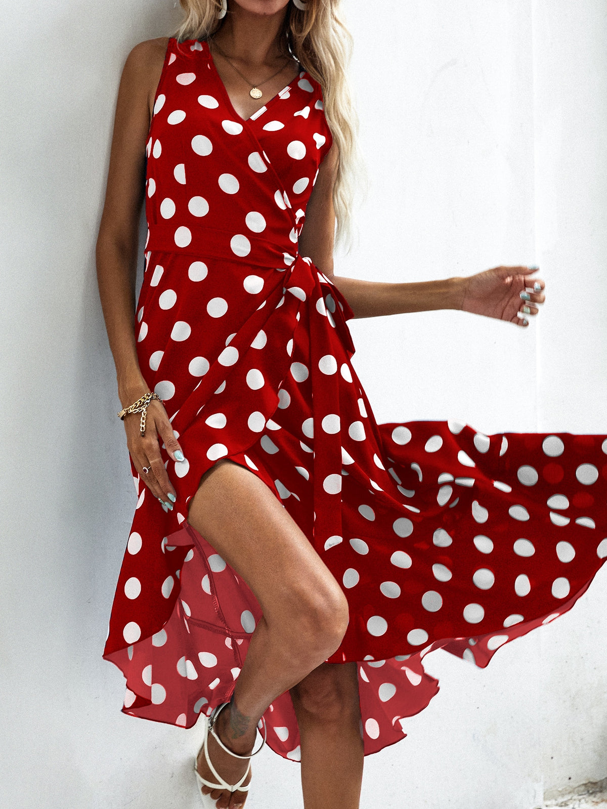 Polka Dot Side Wrap Dress