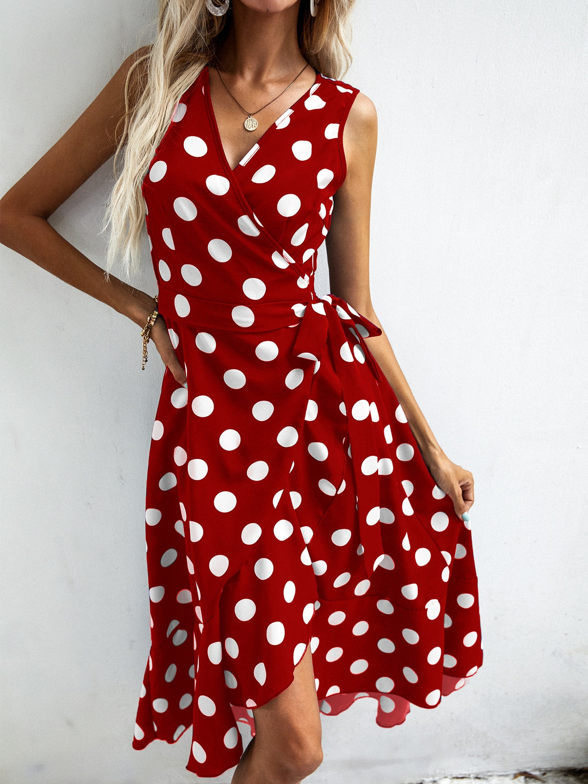 Polka Dot Side Wrap Dress