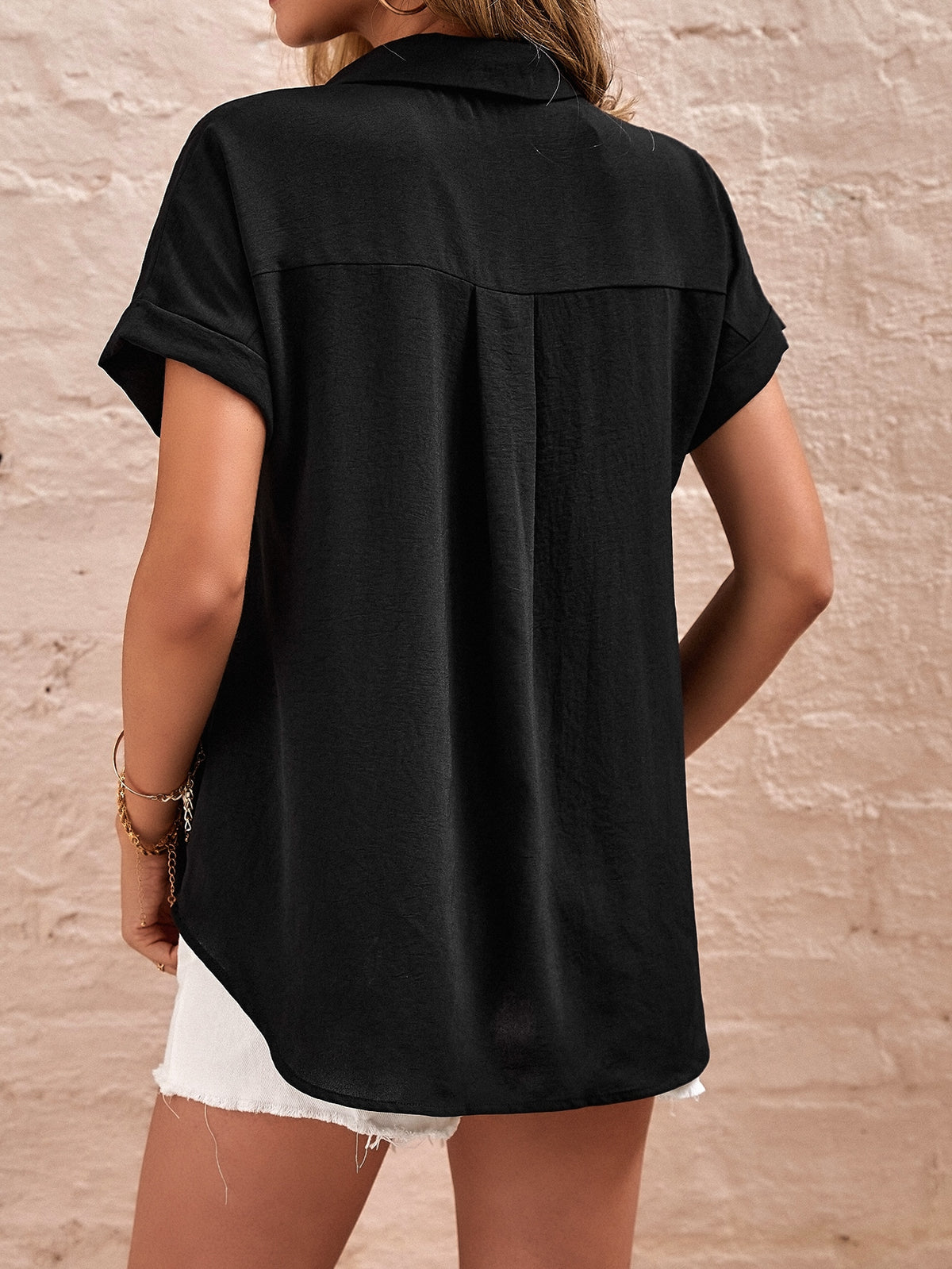 Blouse with Patched Pocket -