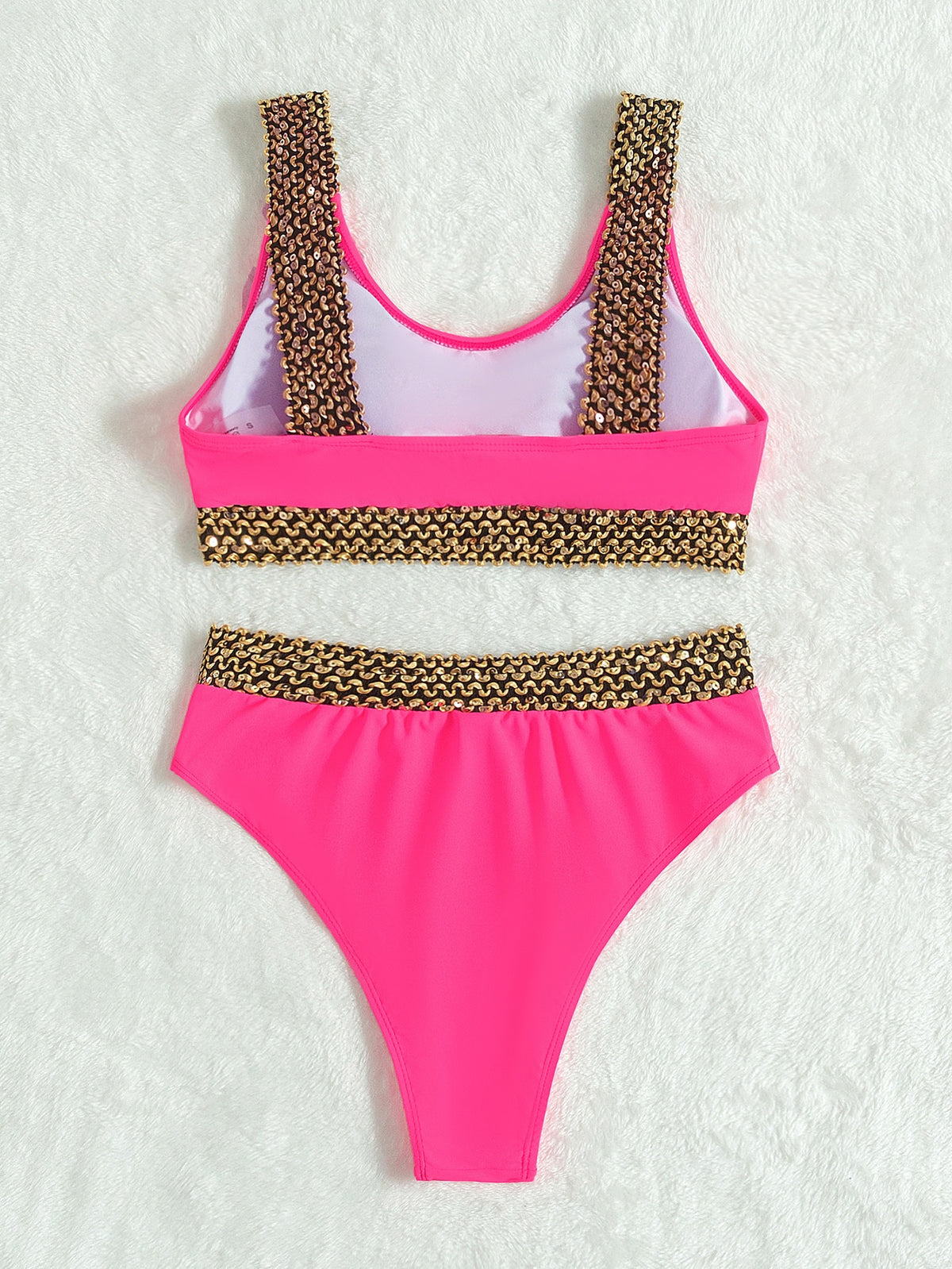 Solid Color Chain Print Bikini -