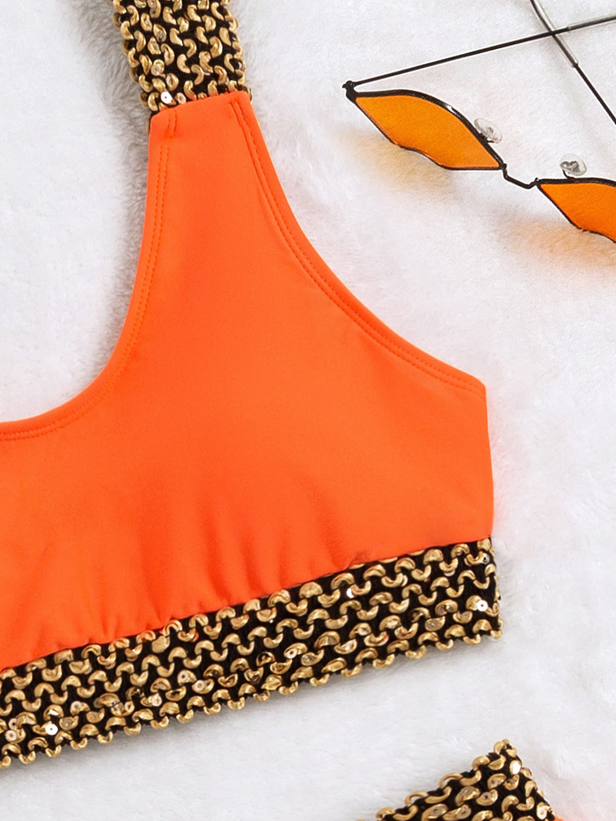 Solid Color Chain Print Bikini -