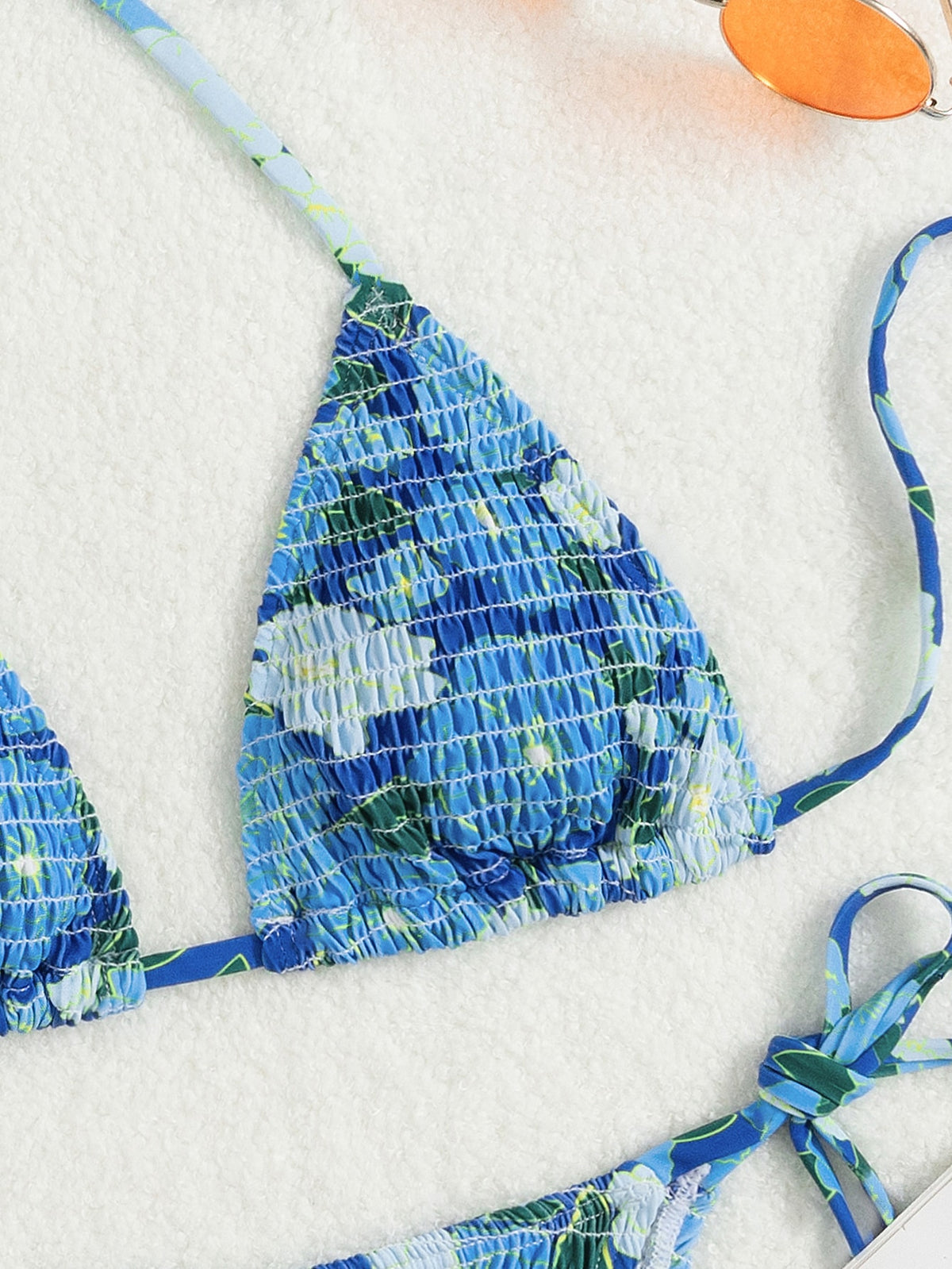 Floral Print String Tie Bikini Swimsuit -