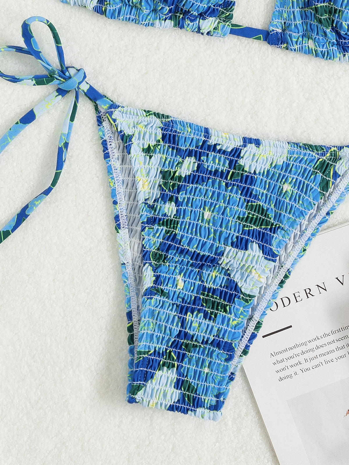 Floral Print String Tie Bikini Swimsuit -