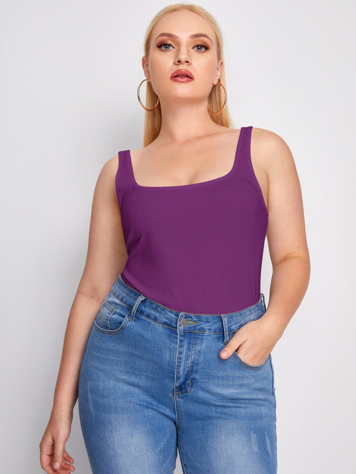 Plus Classic Fitting Tank - Purple / 4XL
