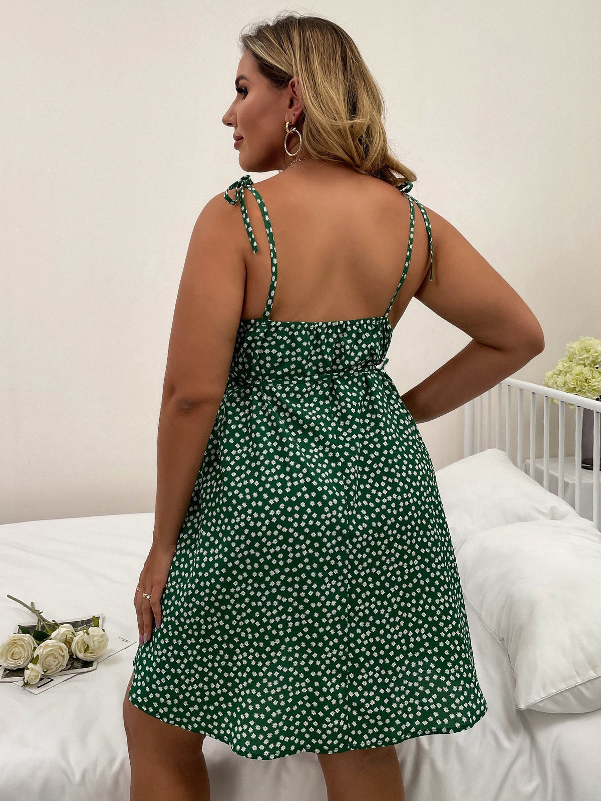 Plus Floral Belted Cami Dress -