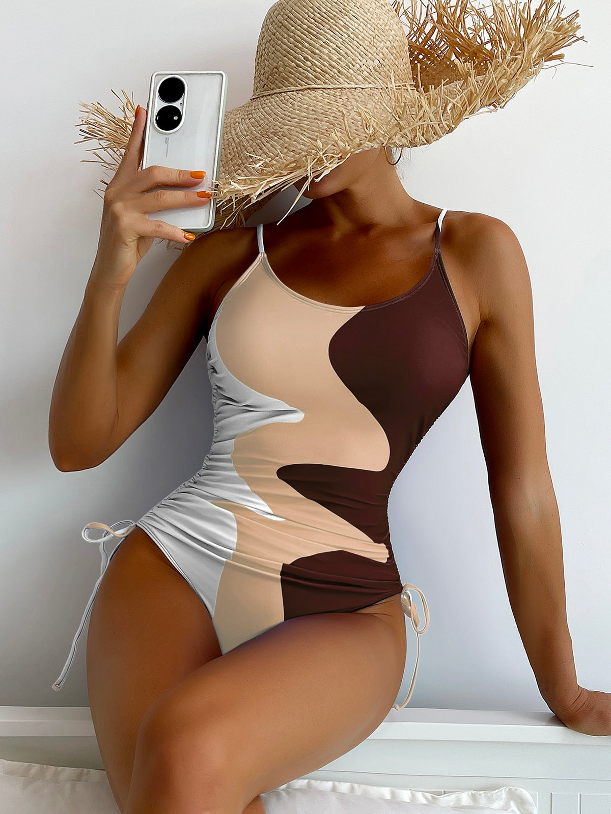 Splash Color One Piece Swimsuit - Multicolor-2 / L