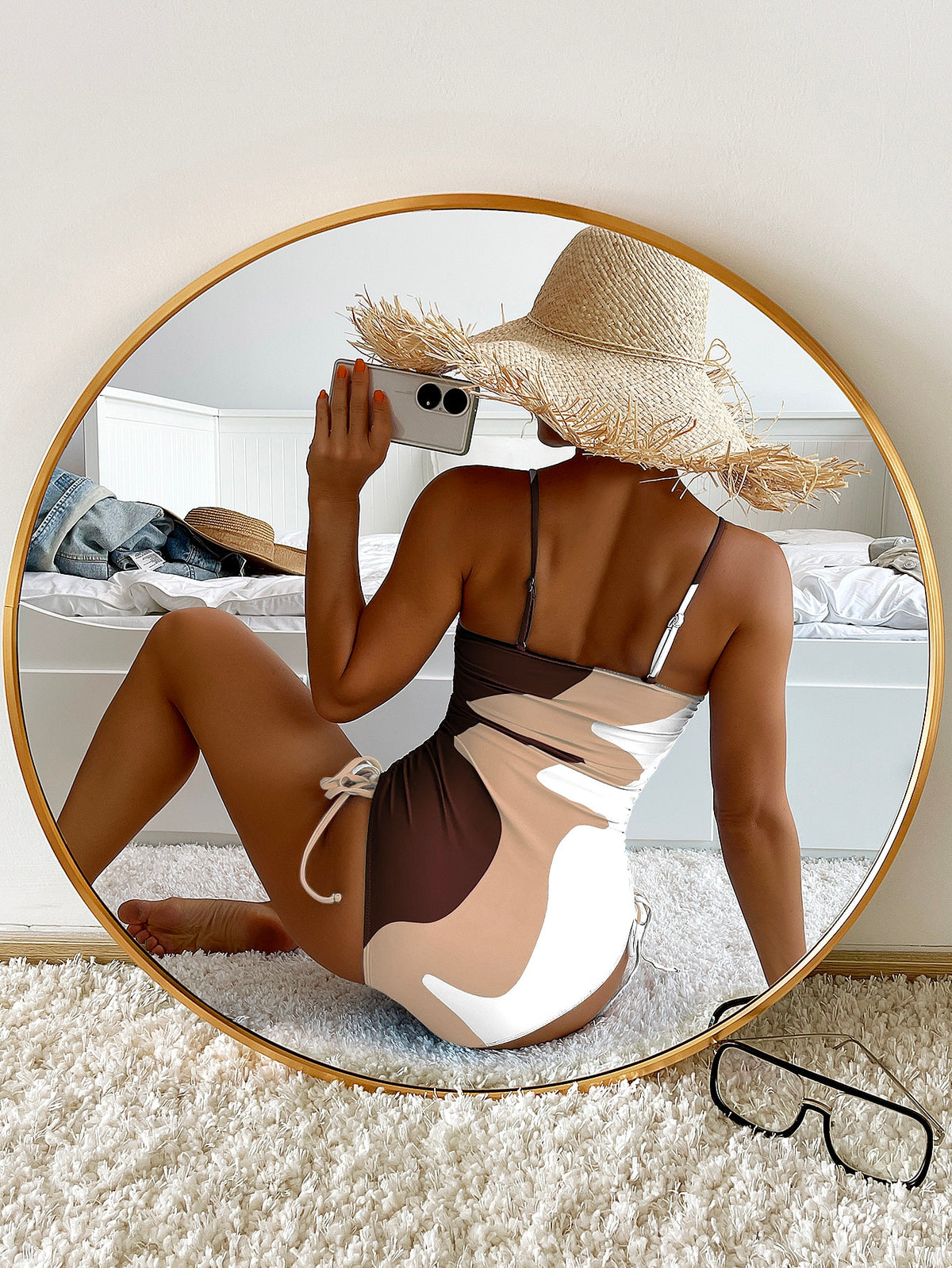 Splash Color One Piece Swimsuit -