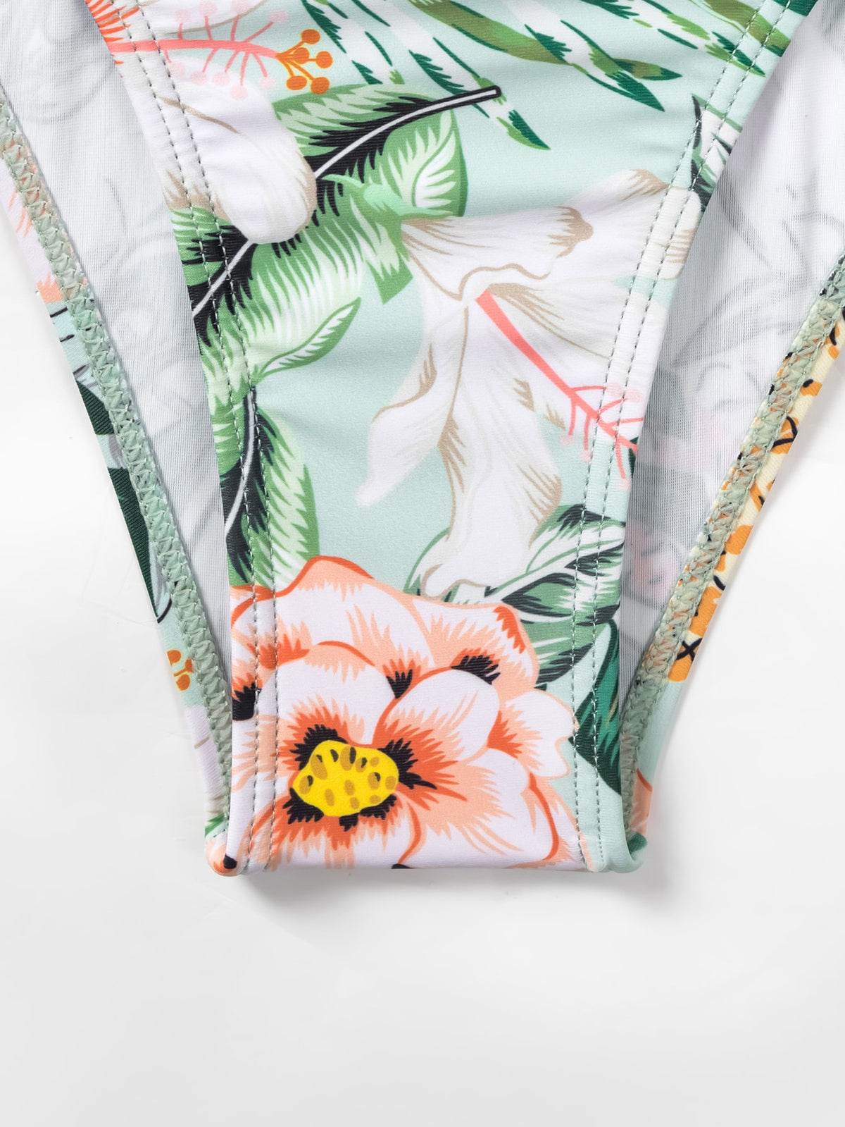 One Piece Tropical Print Swimsuit with Cut out
