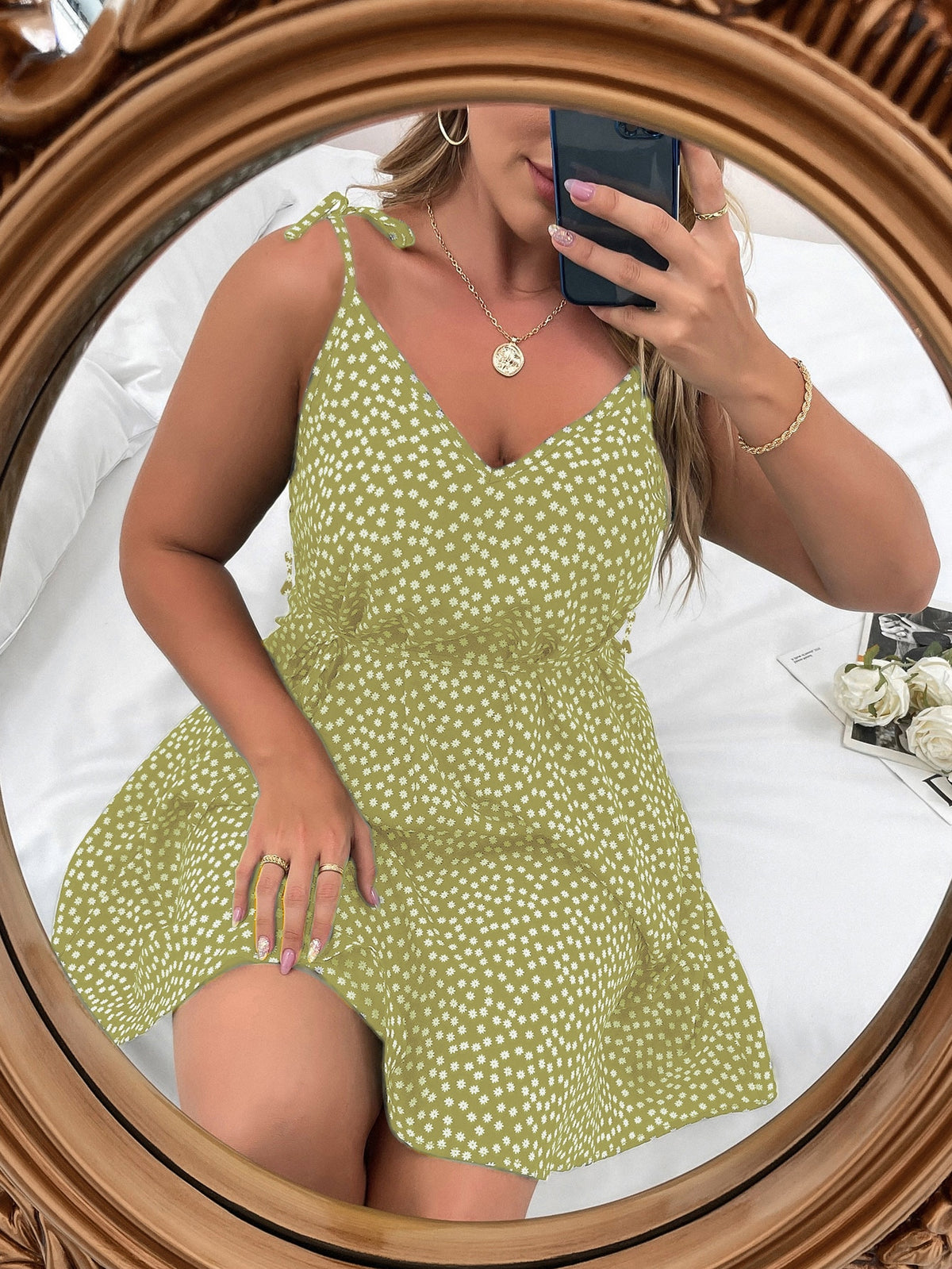 Plus Belted Cami Dress - Mustard Yellow / 4XL