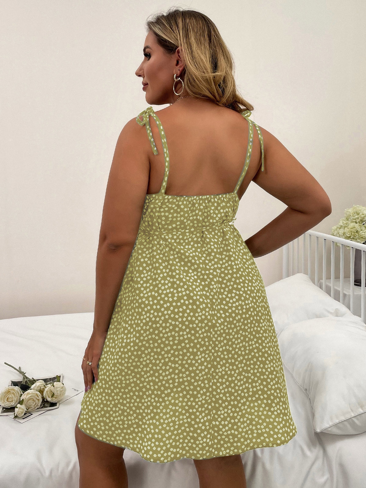 Plus Floral Belted Cami Dress -