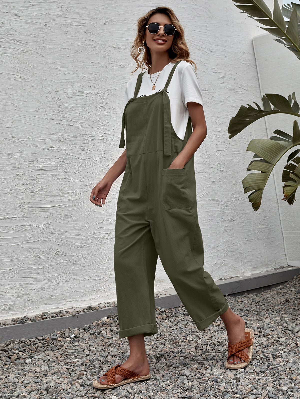 Jumpsuit with Dual Pocket - Army Green / XL
