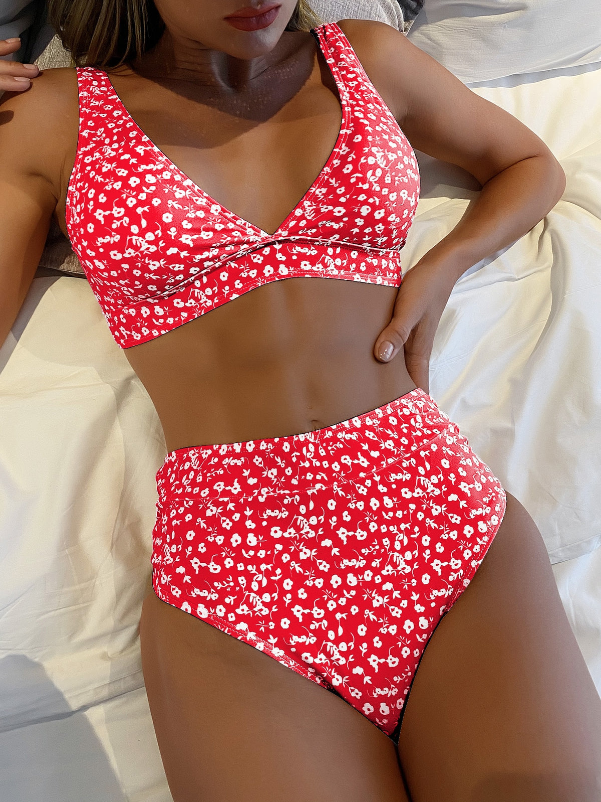 Floral Print High Waist Bikini
