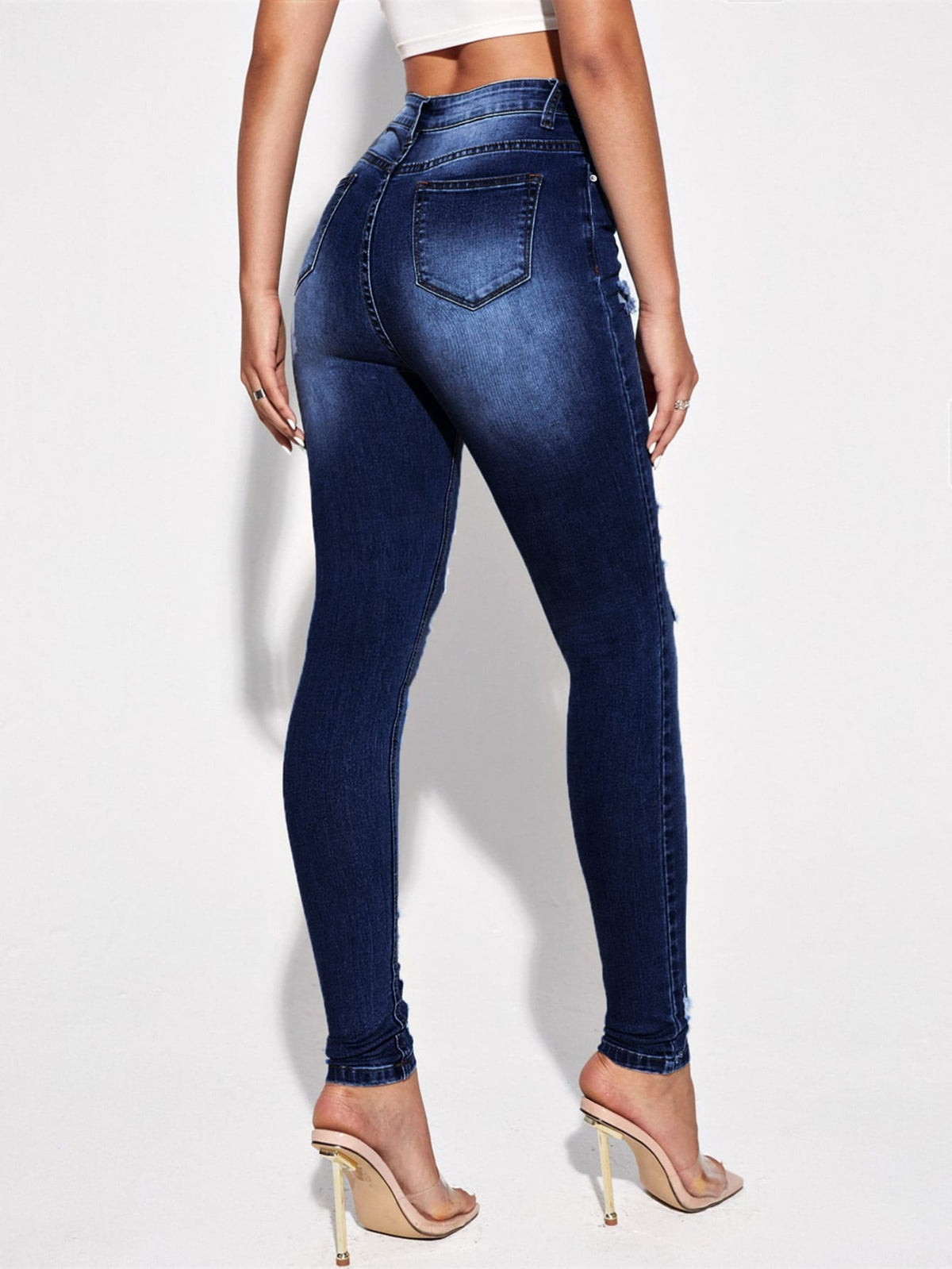 Ripped Skinny Jeans with High Waist