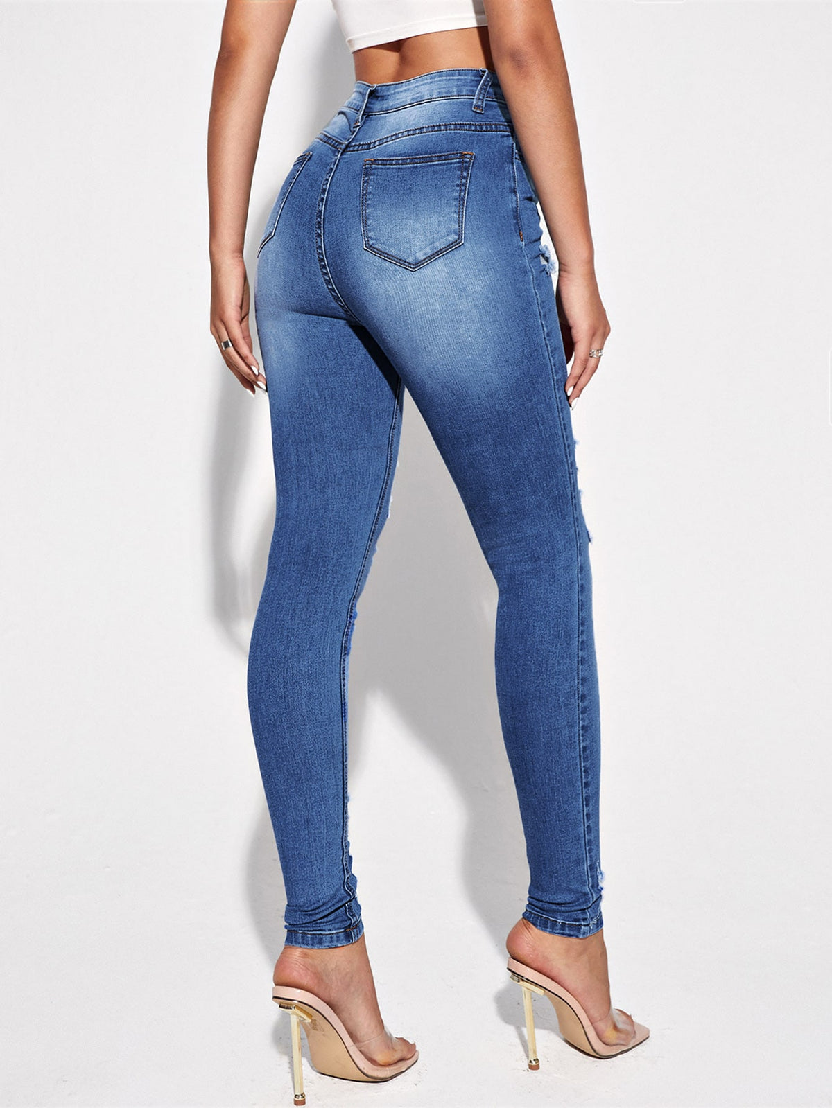 Ripped Skinny Jeans with High Waist
