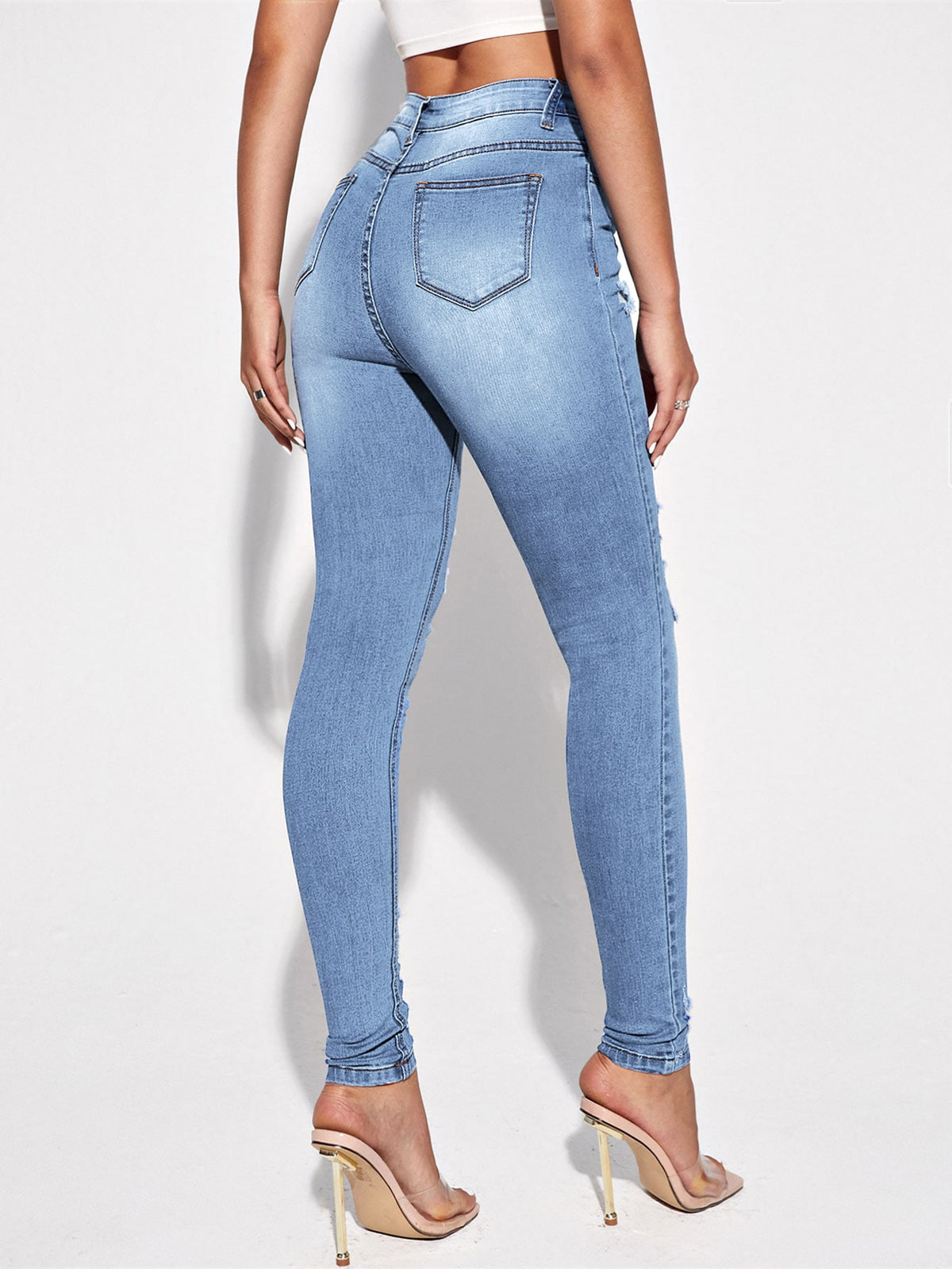 Ripped Skinny Jeans with High Waist