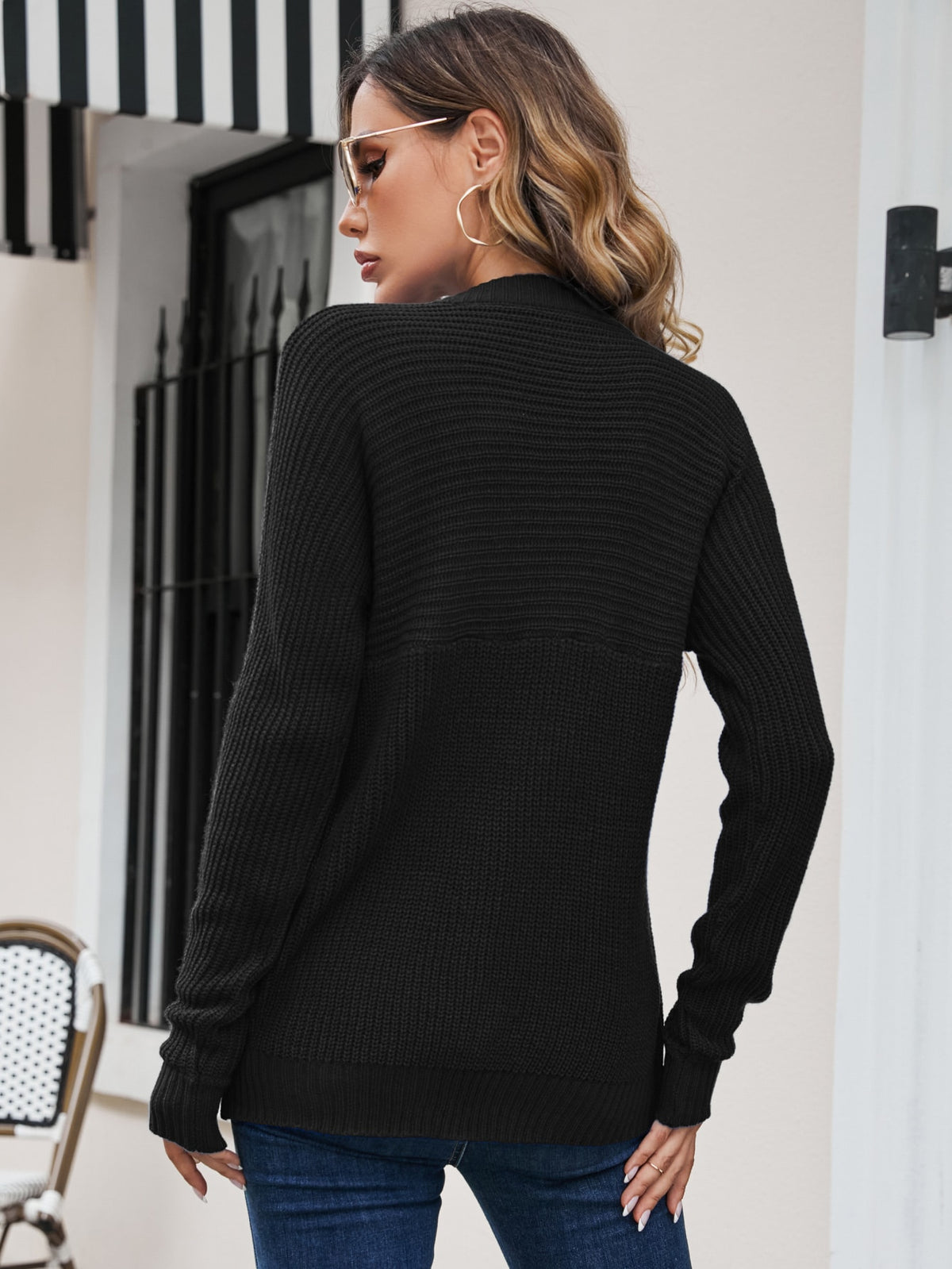 Knit Sweater with Batwing Sleeve
