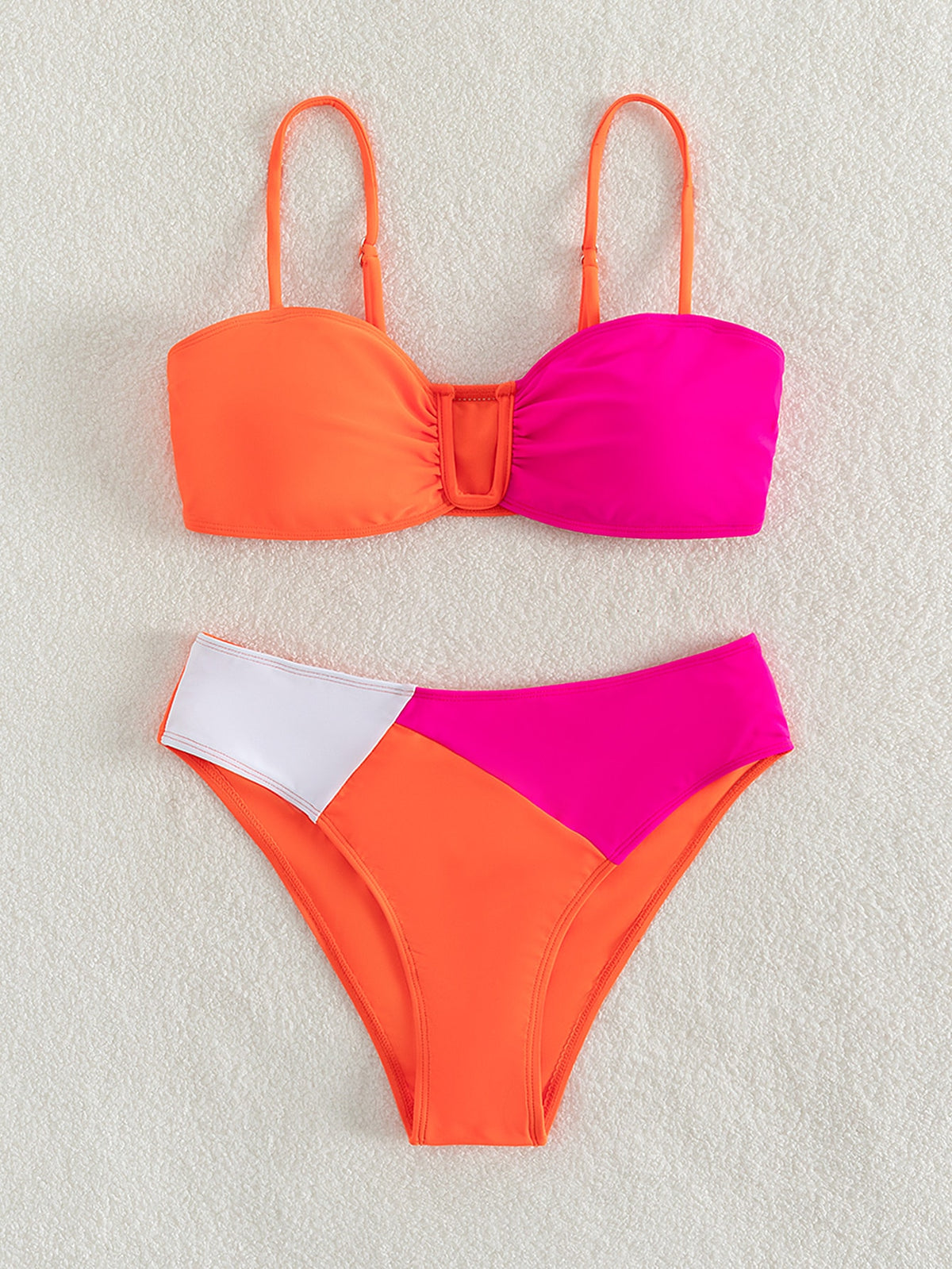 Color Block Design Bikini Swimsuit