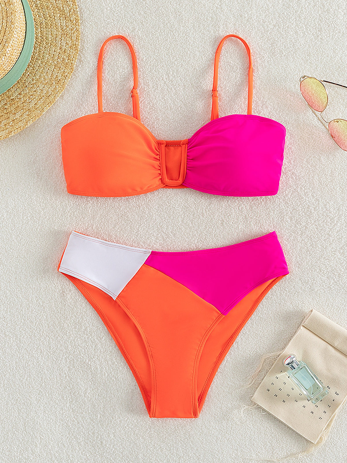 Color Block Design Bikini Swimsuit