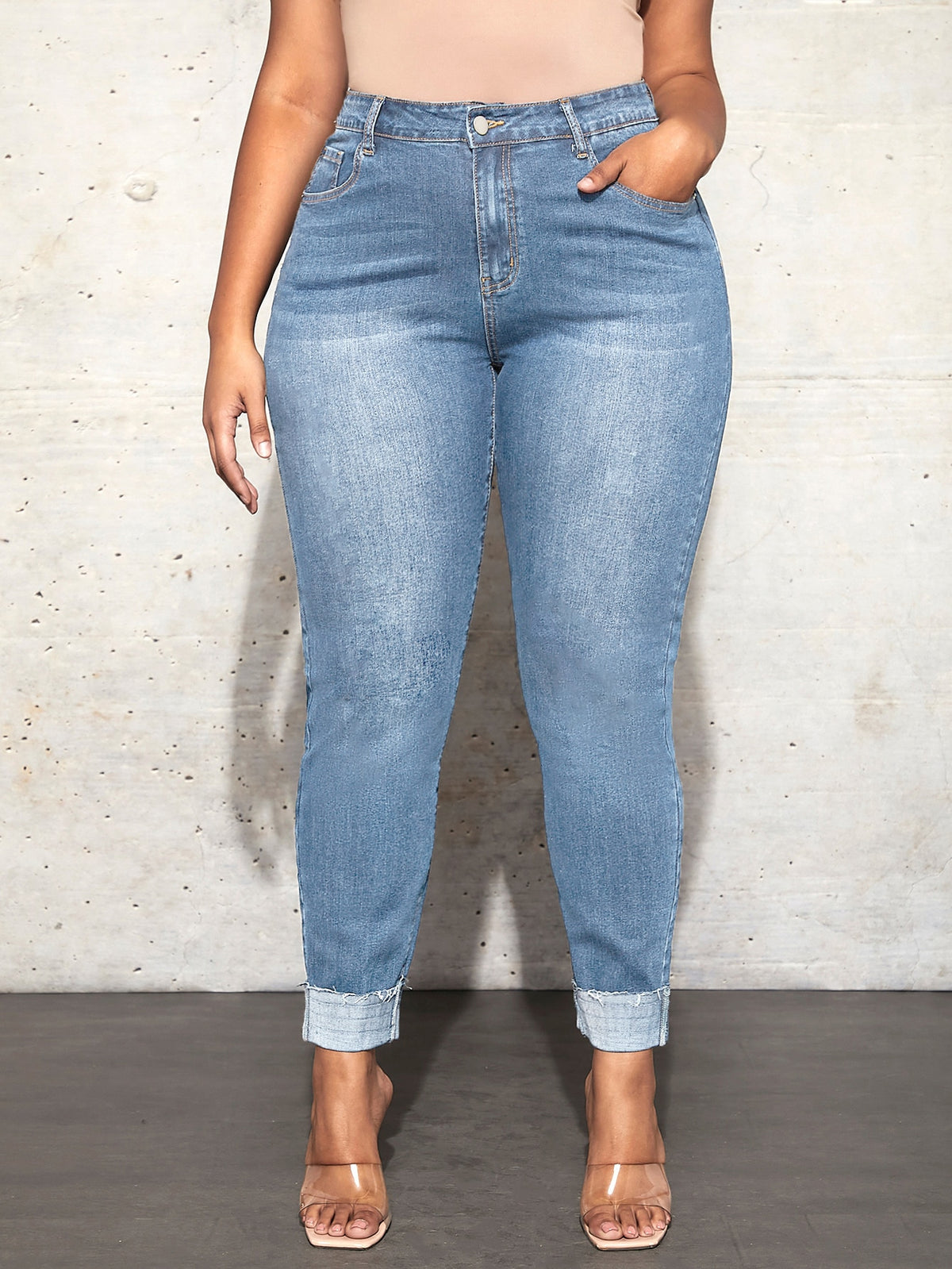 Plus Raw Cut Skinny Jeans