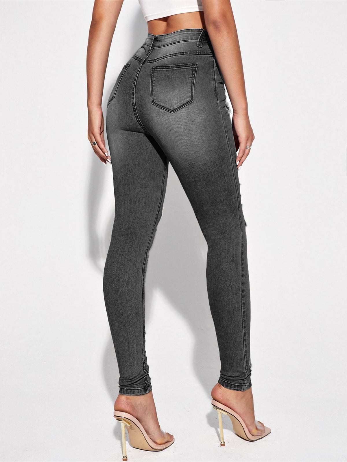 Ripped Skinny Jeans with High Waist