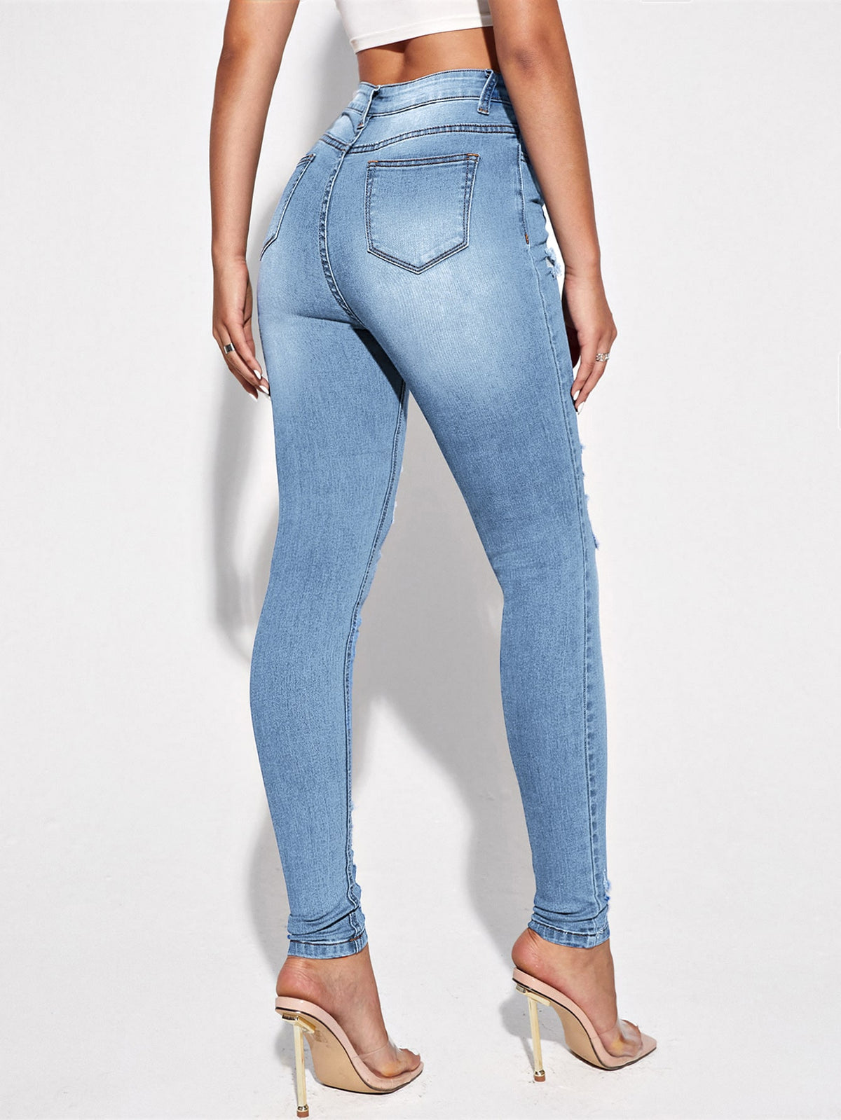 Ripped Skinny Jeans with High Waist
