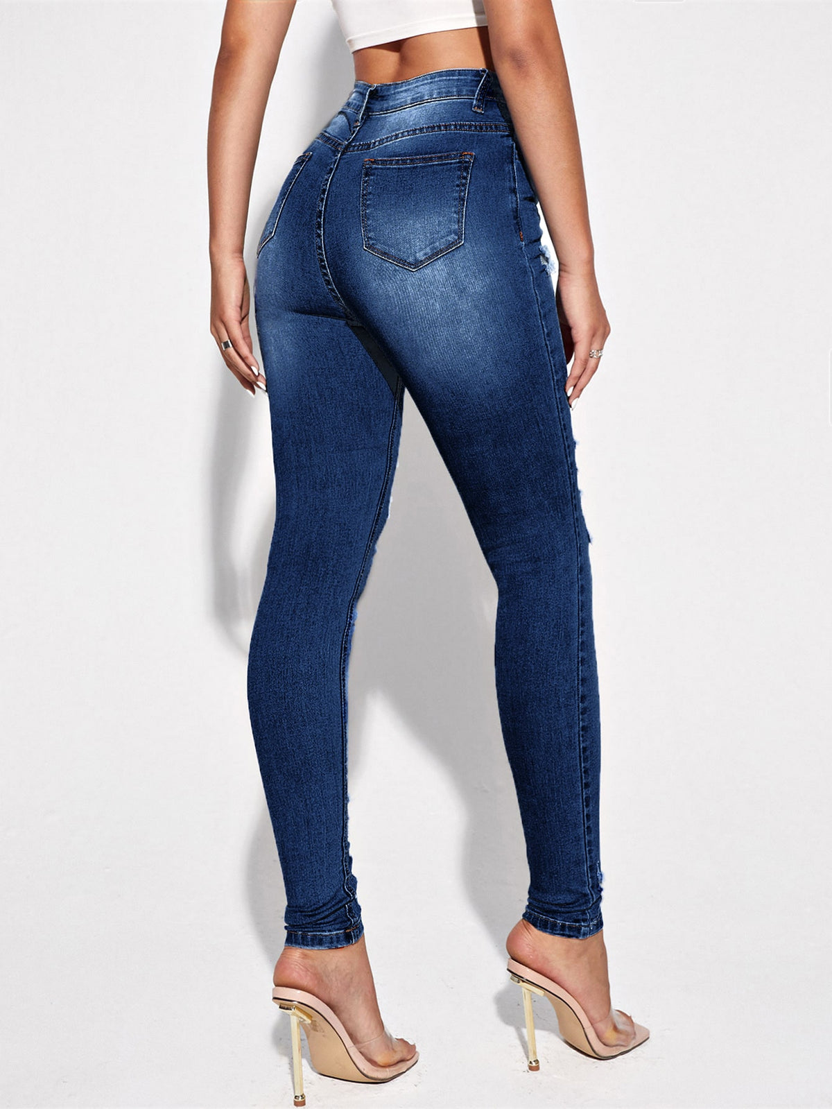 Ripped Skinny Jeans with High Waist