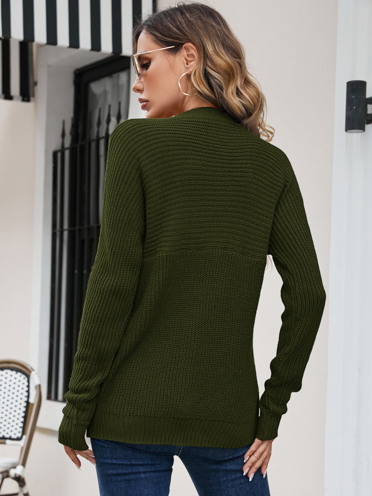 Knit Sweater with Batwing Sleeve