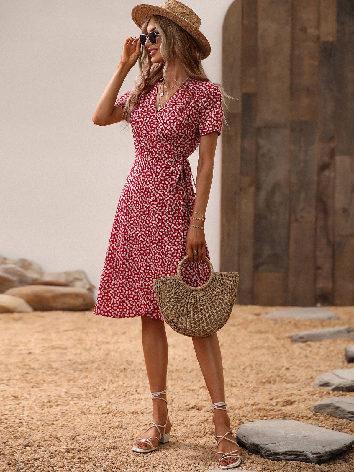 Print Wrap Dress with Side Knot
