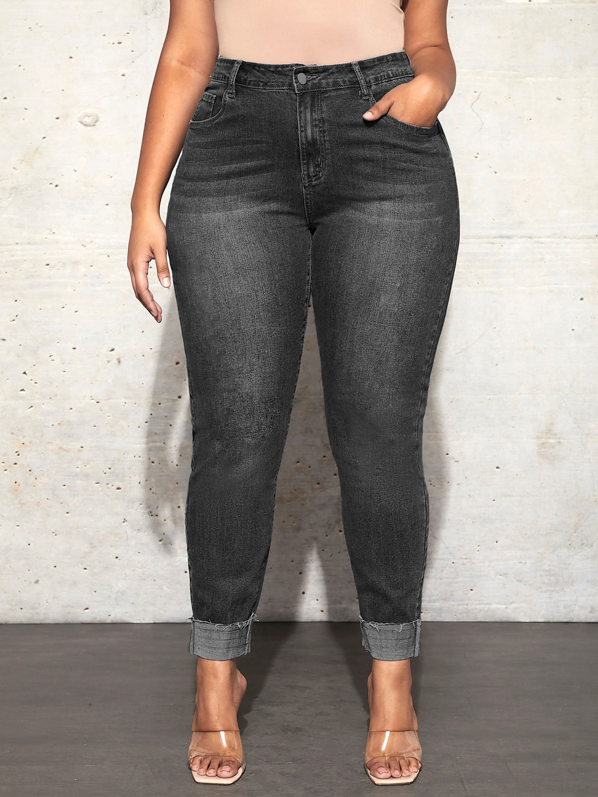 Plus Raw Cut Skinny Jeans