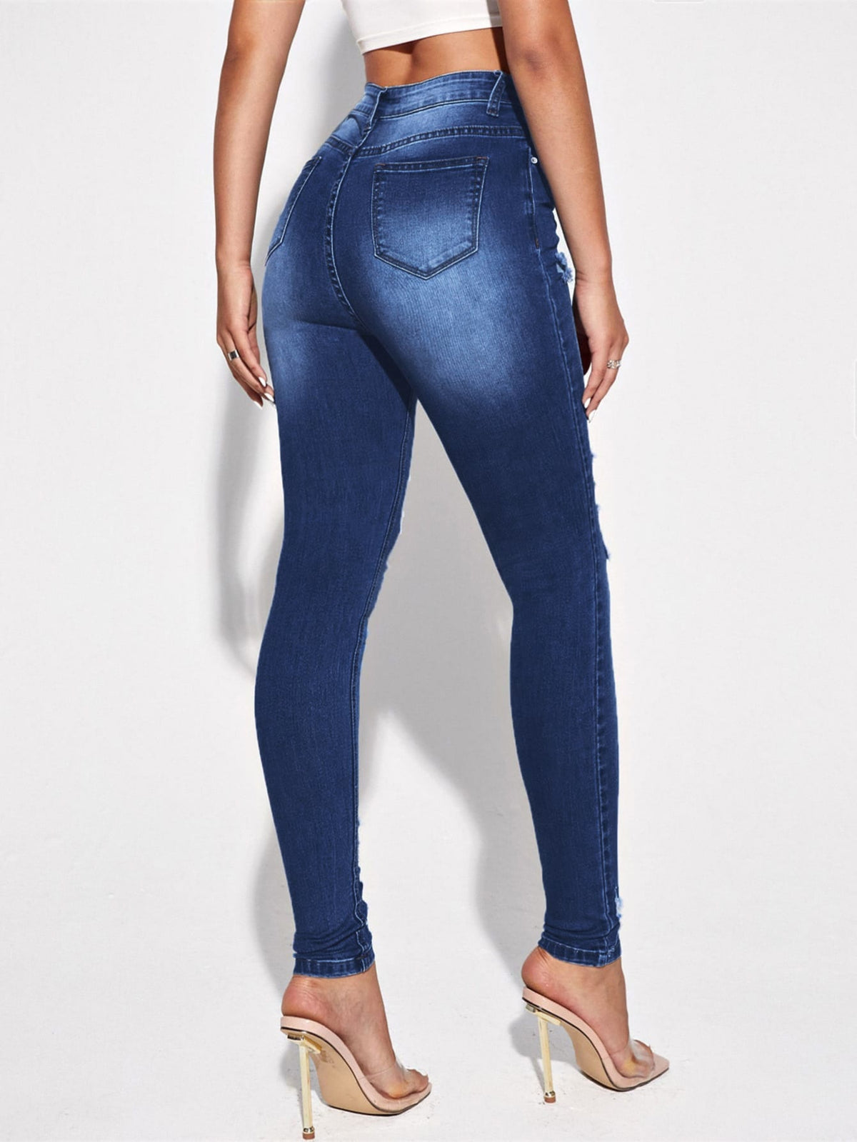 Ripped Skinny Jeans with High Waist