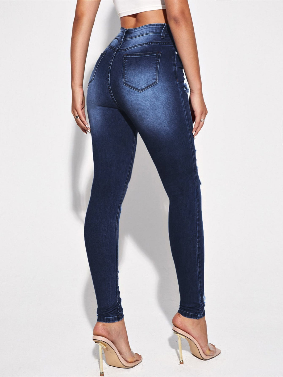 Ripped Skinny Jeans with High Waist