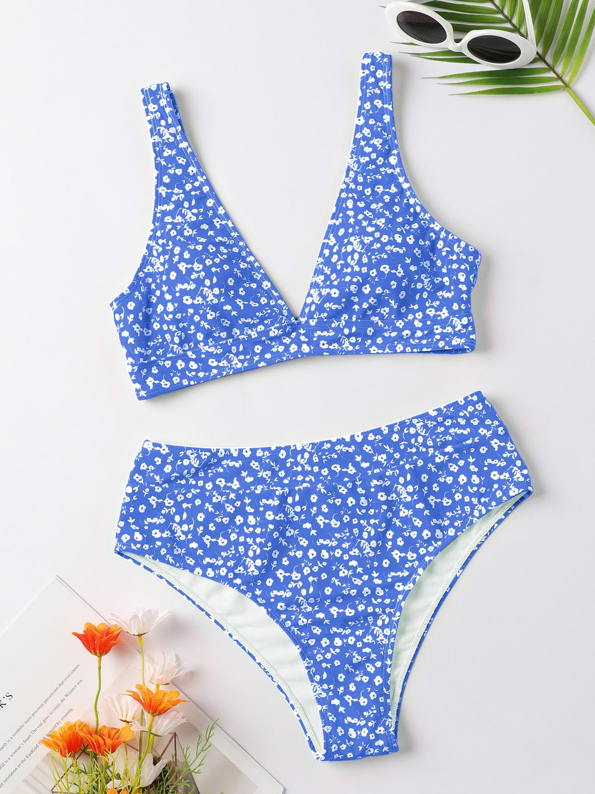 Floral Print High Waist Bikini