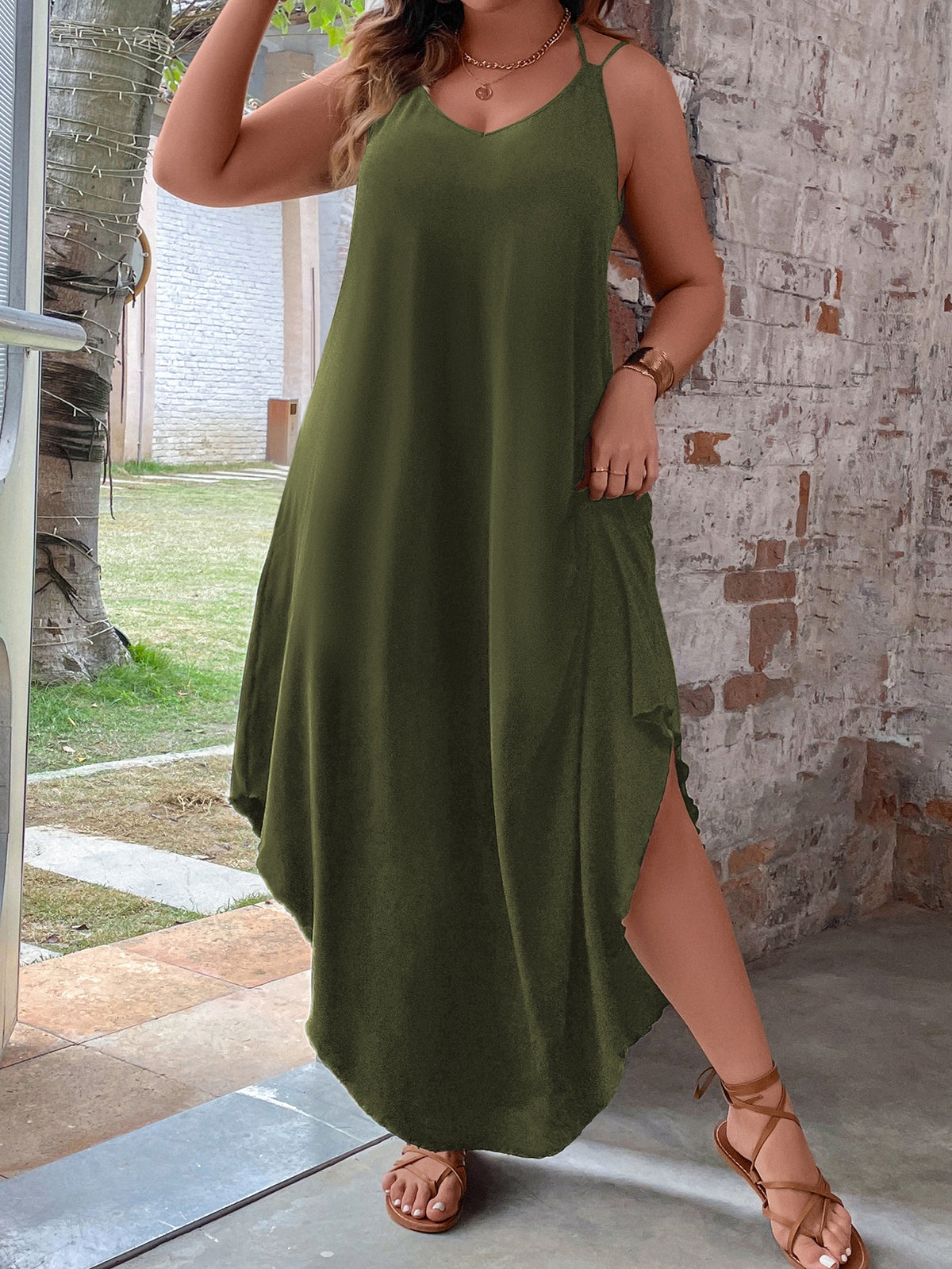 Cami Dress with Curved Hem