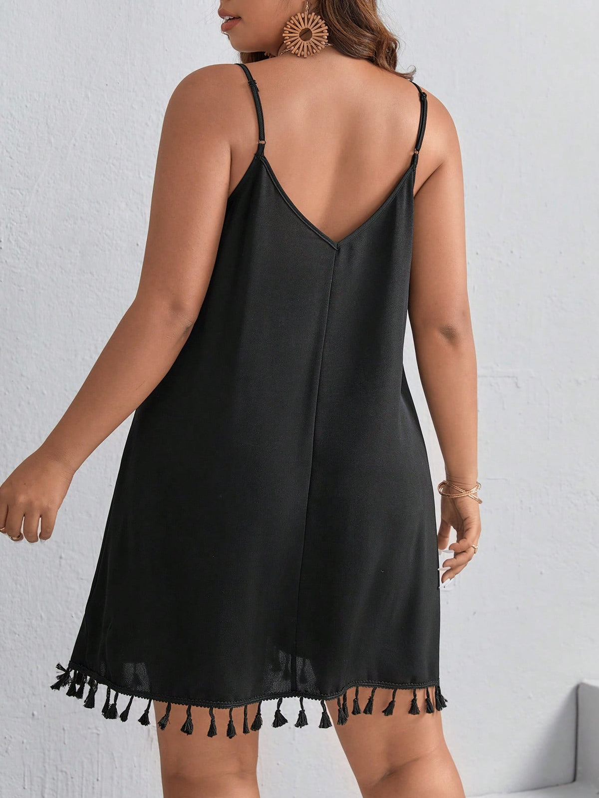 Plus Cami Dress with Tassel Trim