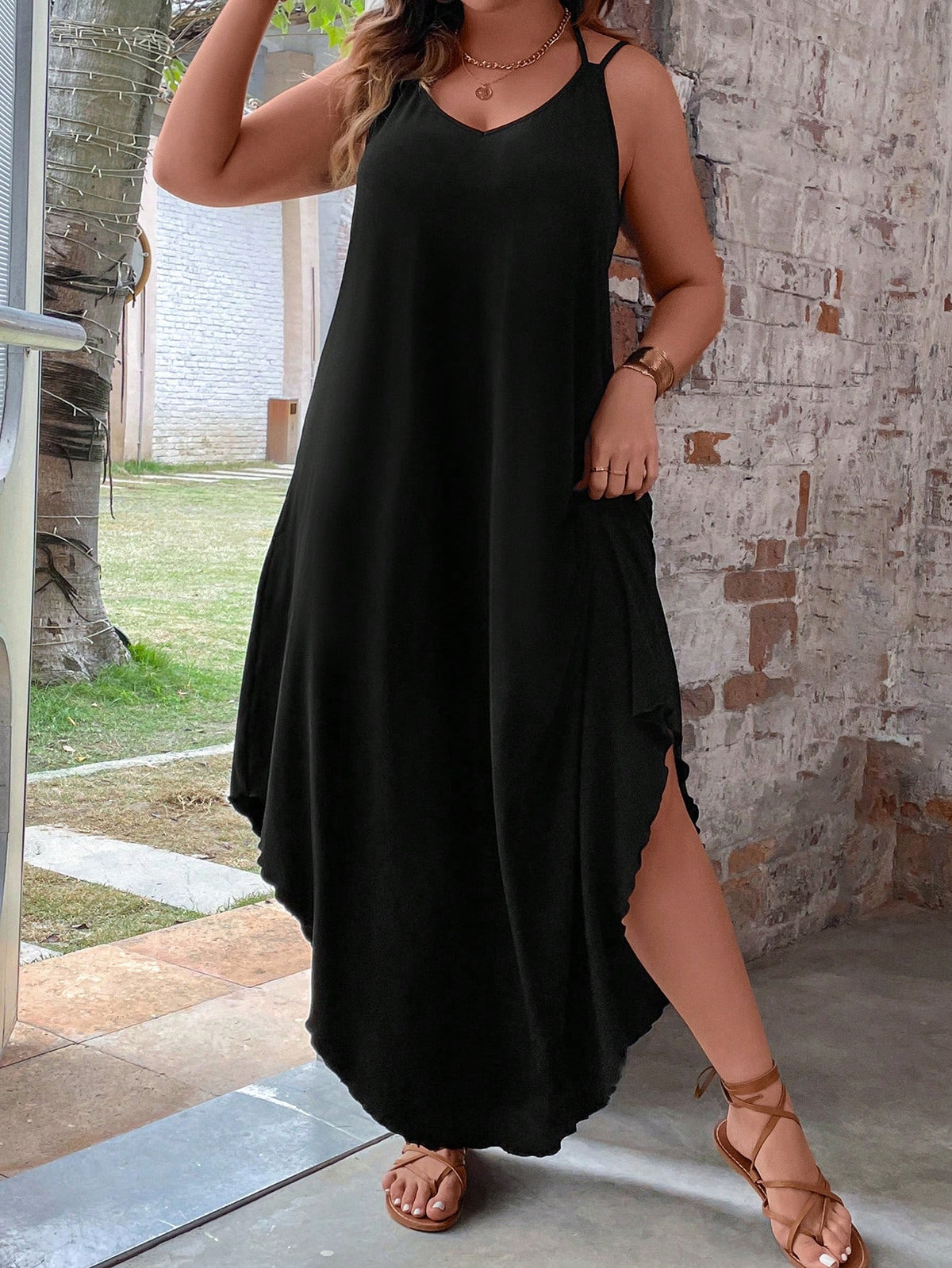 Cami Dress with Curved Hem