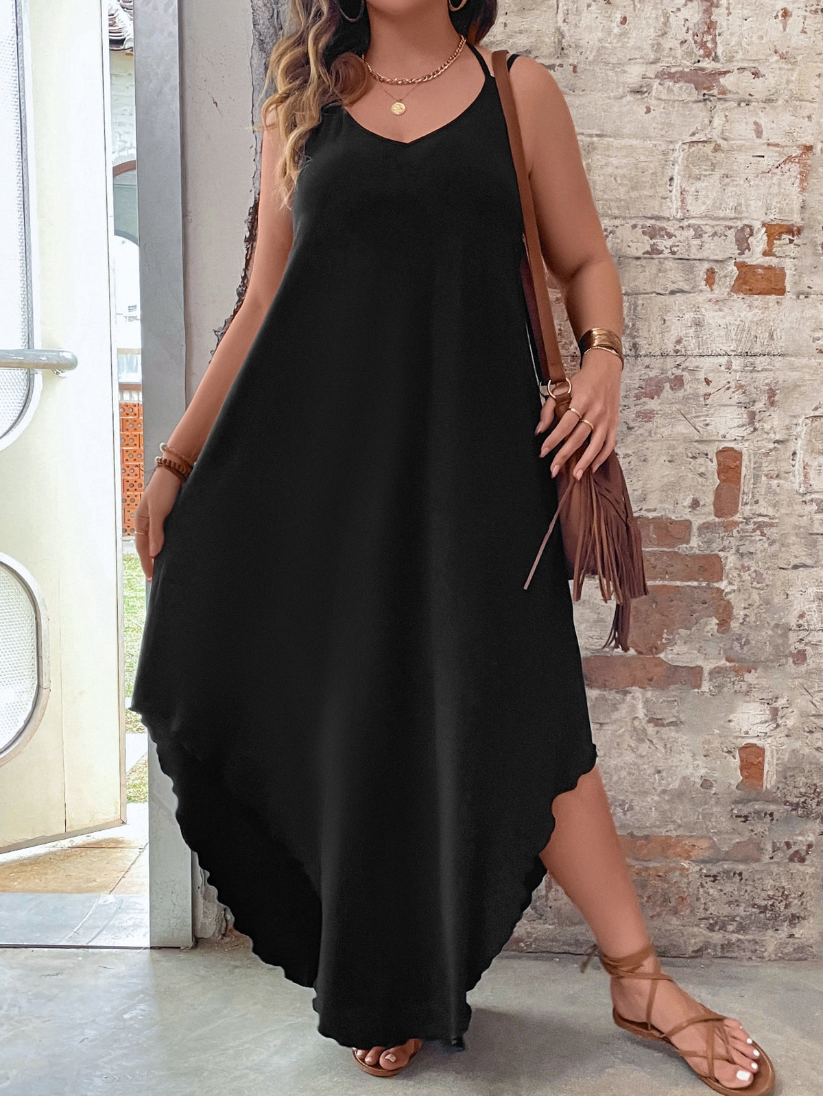 Cami Dress with Curved Hem