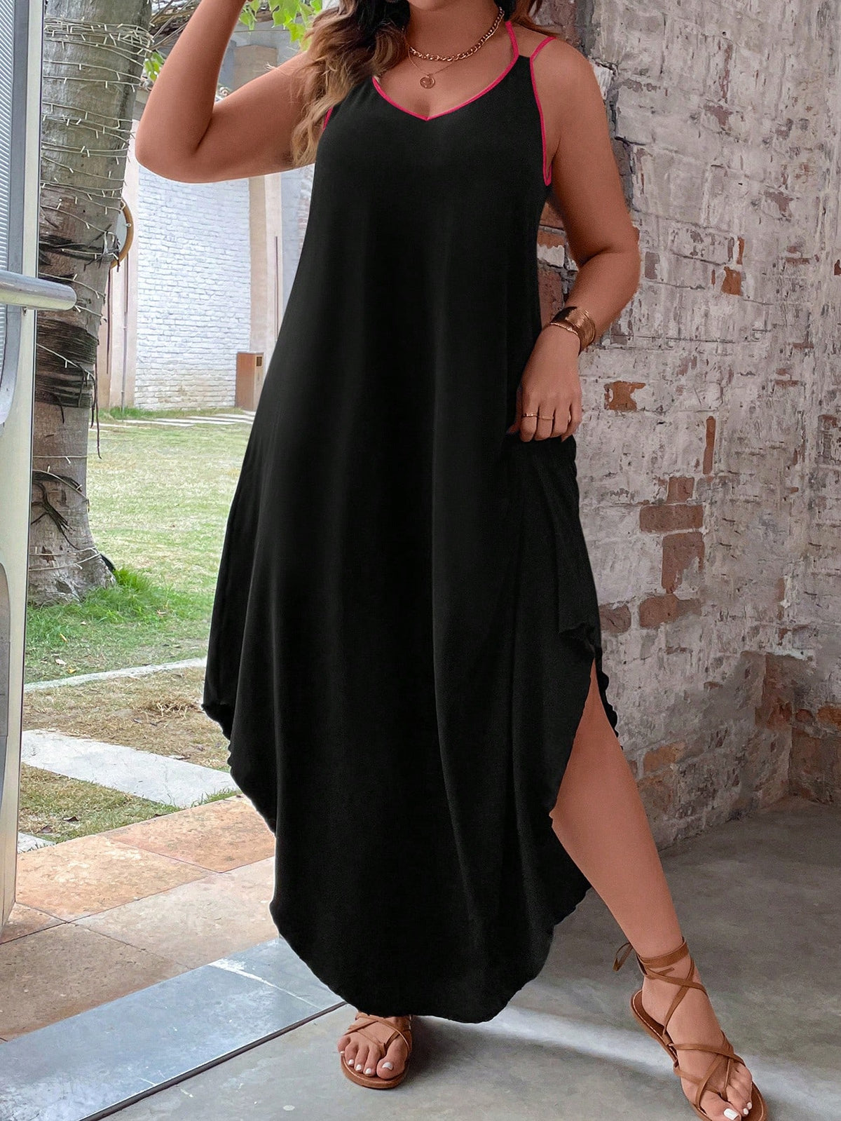 Cami Dress with Curved Hem