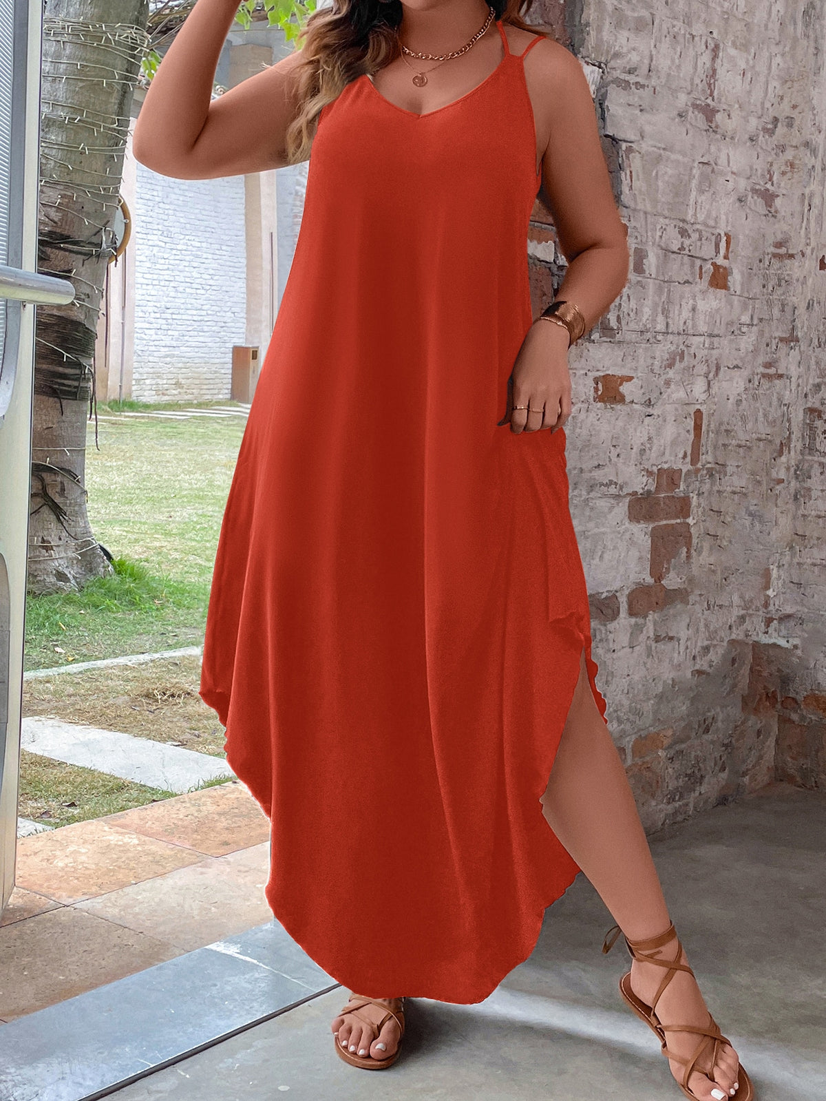 Cami Dress with Curved Hem