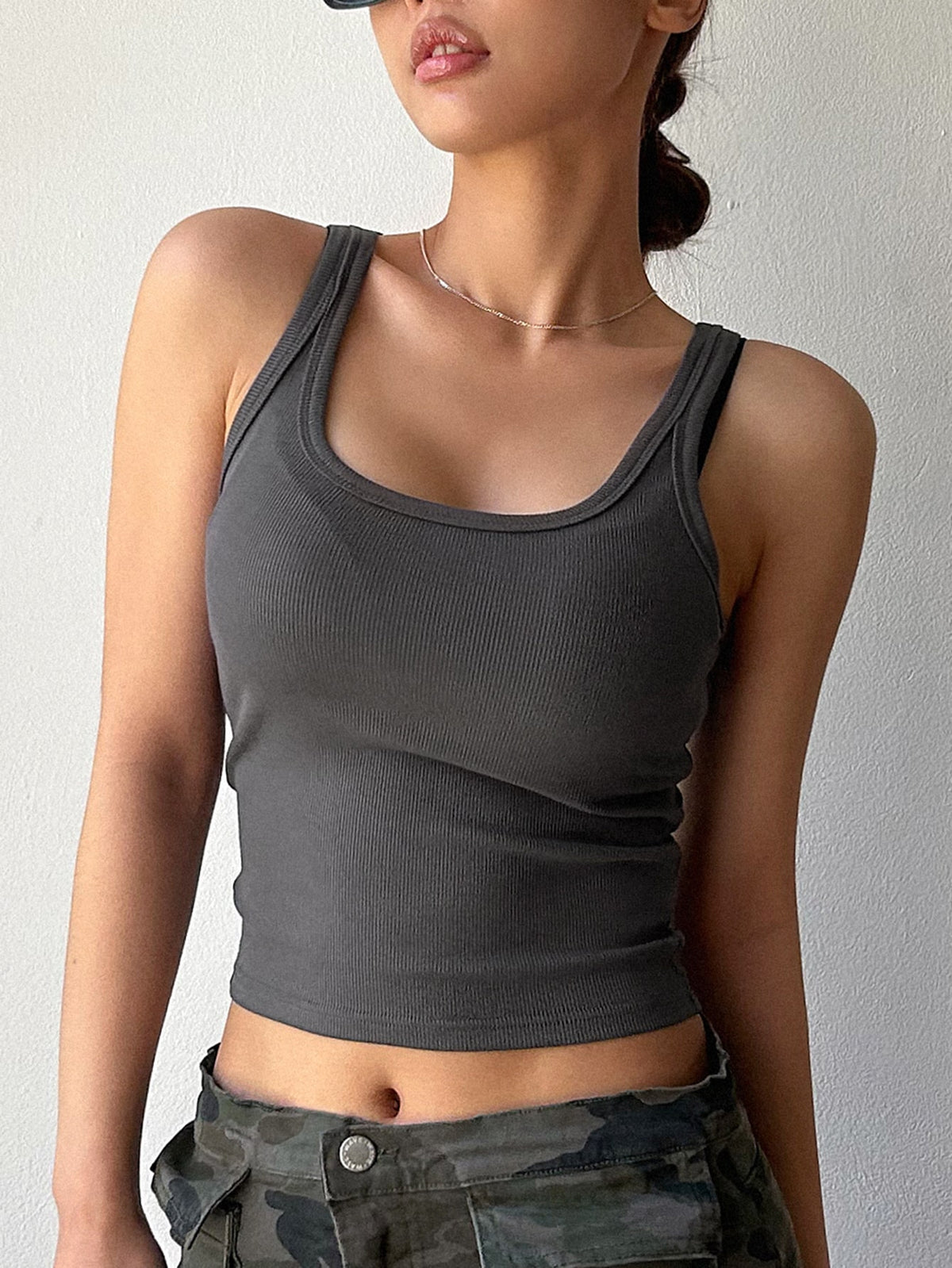 Ribbed Knit Crop Cami Top