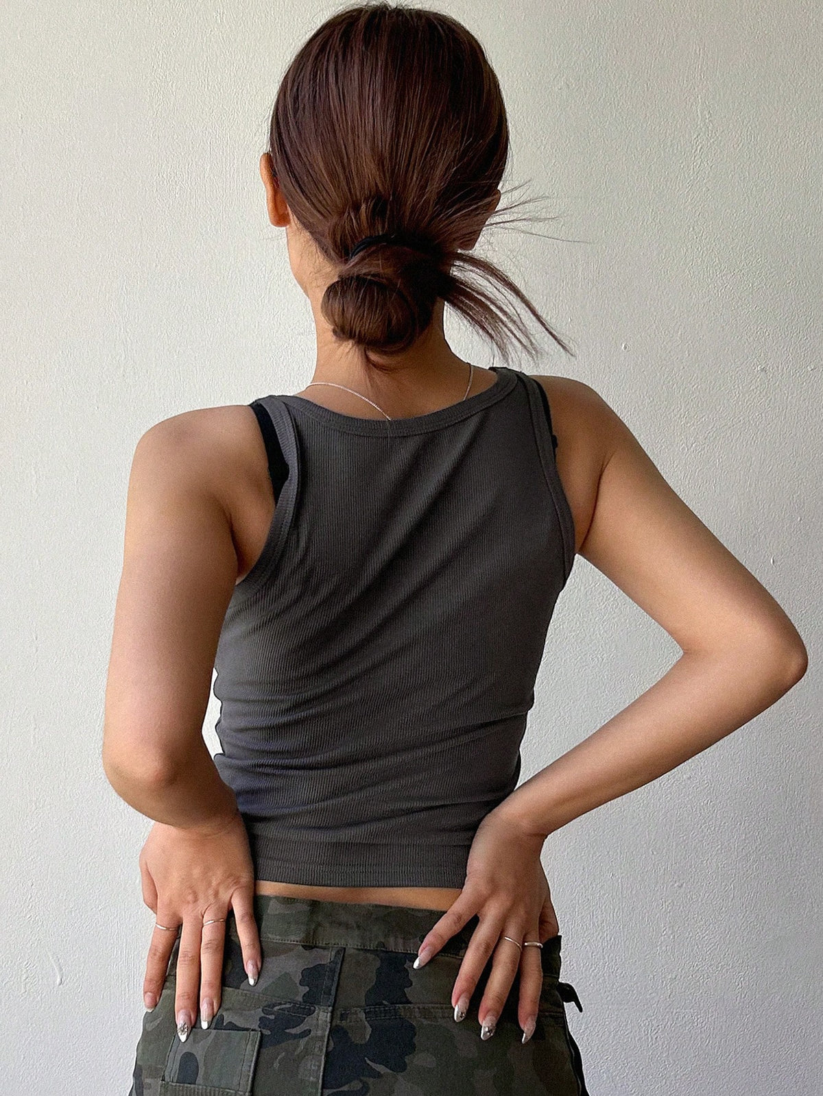 Ribbed Knit Crop Cami Top