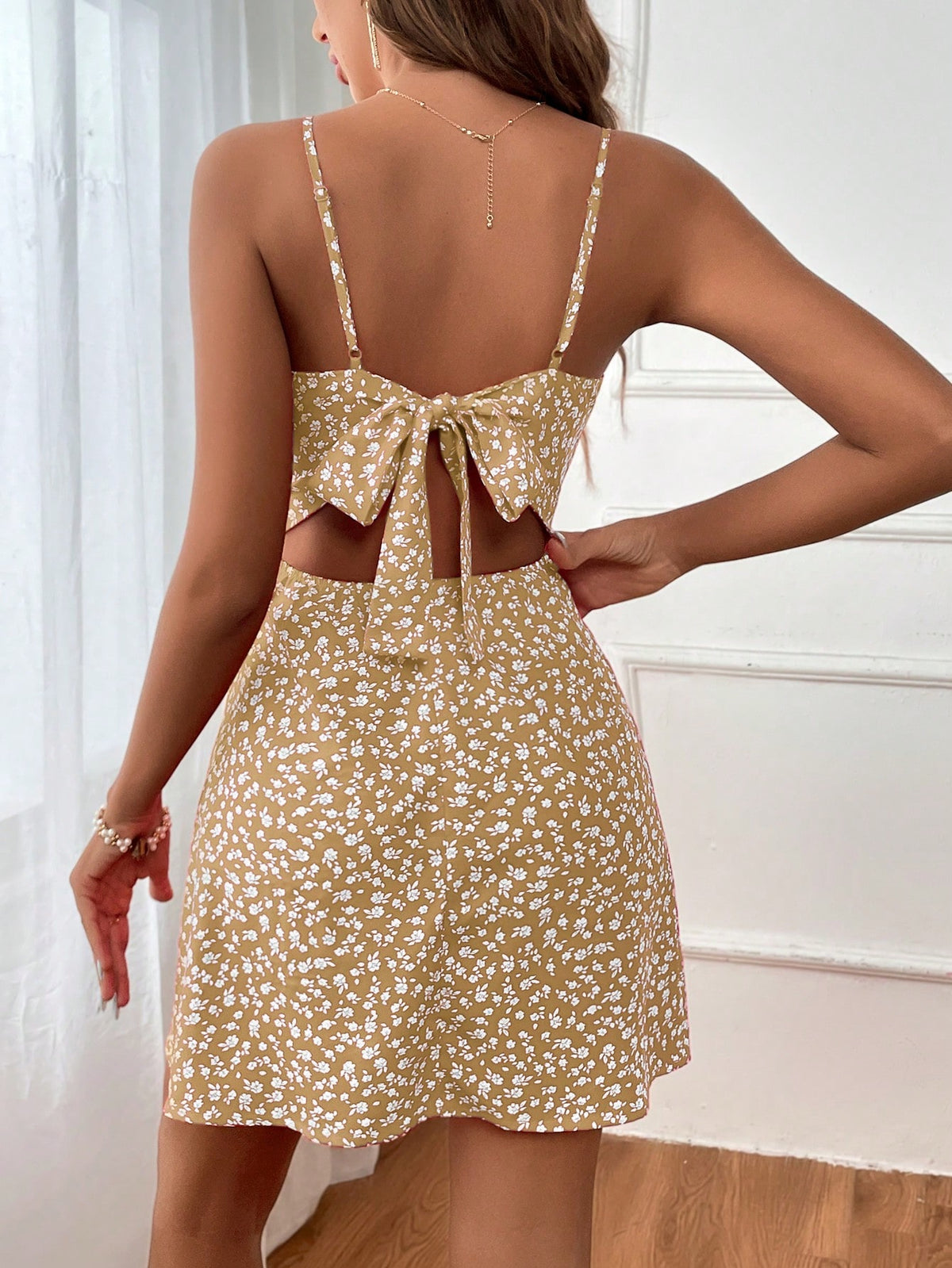Floral Cami Dress with Tie Back