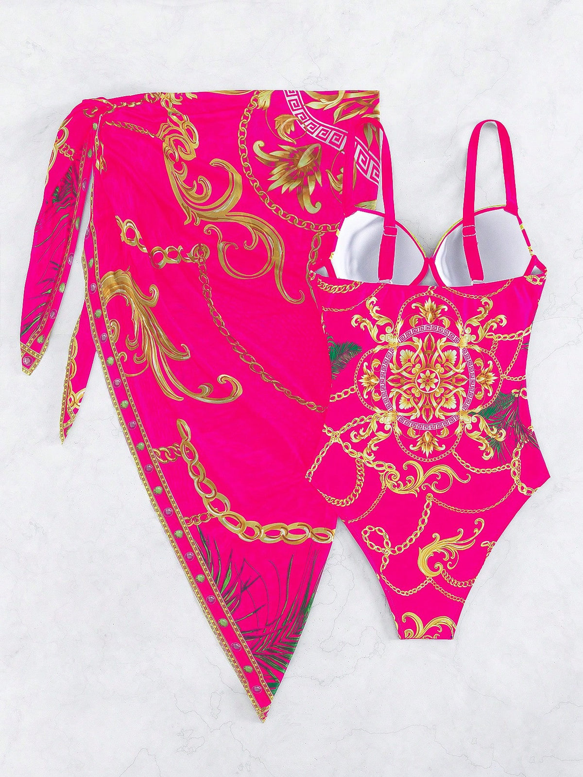 Boho One Piece Swimsuit With Beach Skirt