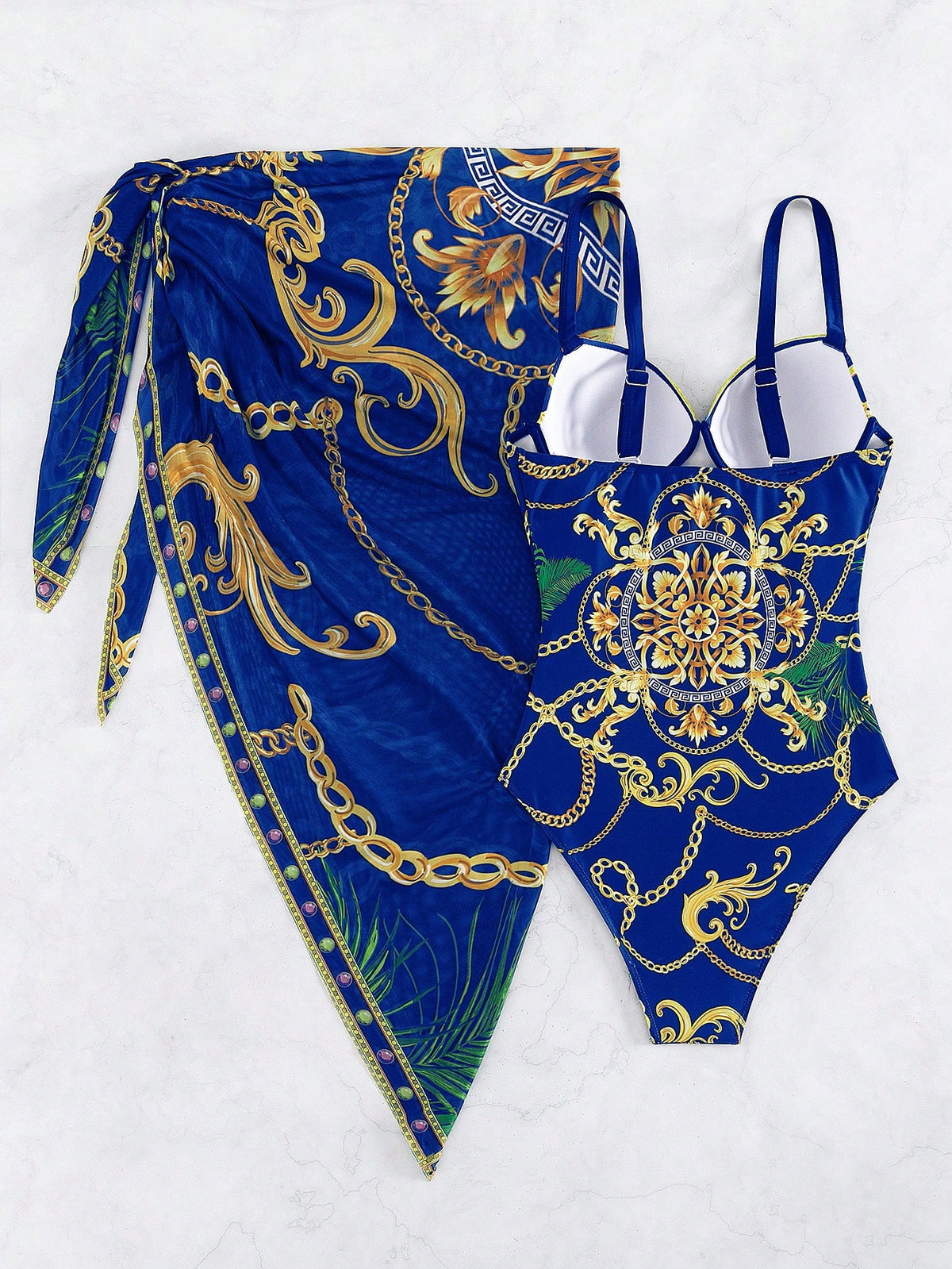 Boho One Piece Swimsuit With Beach Skirt
