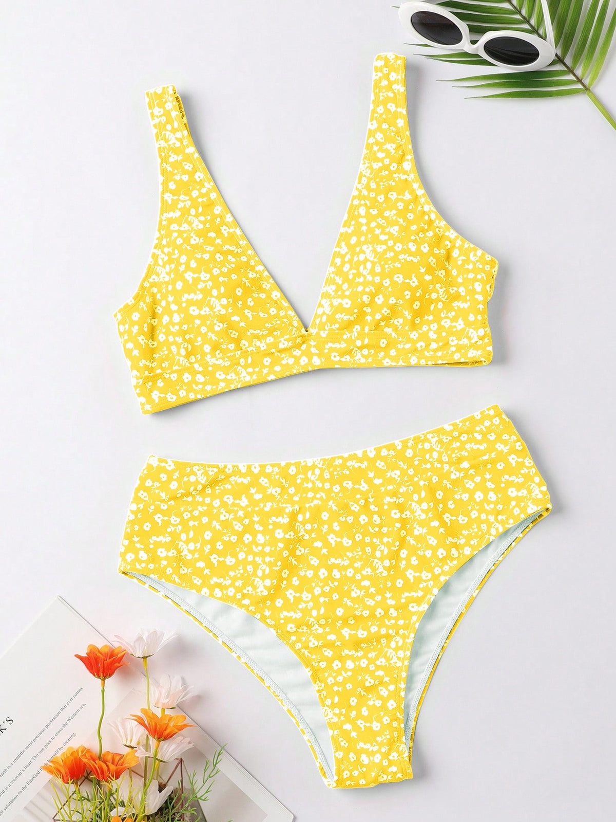 Floral Print High Waist Bikini