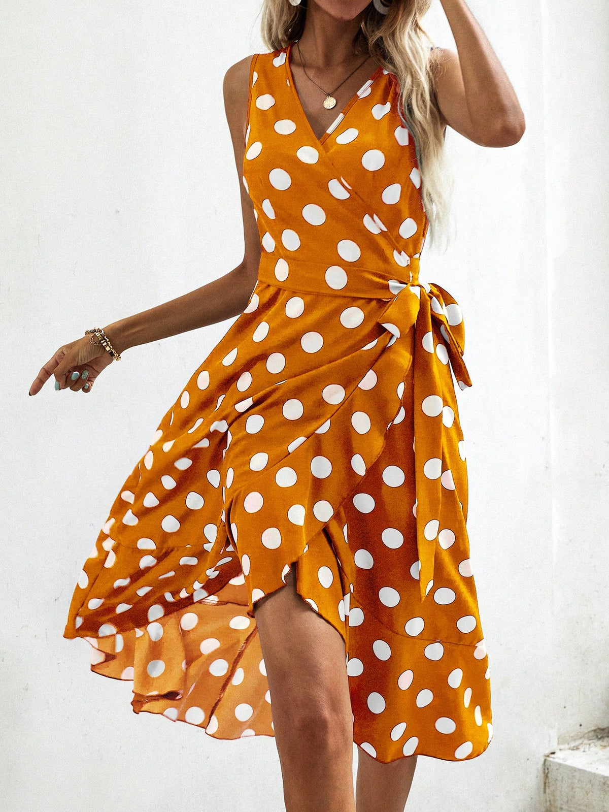 Polka Dot Side Wrap Dress