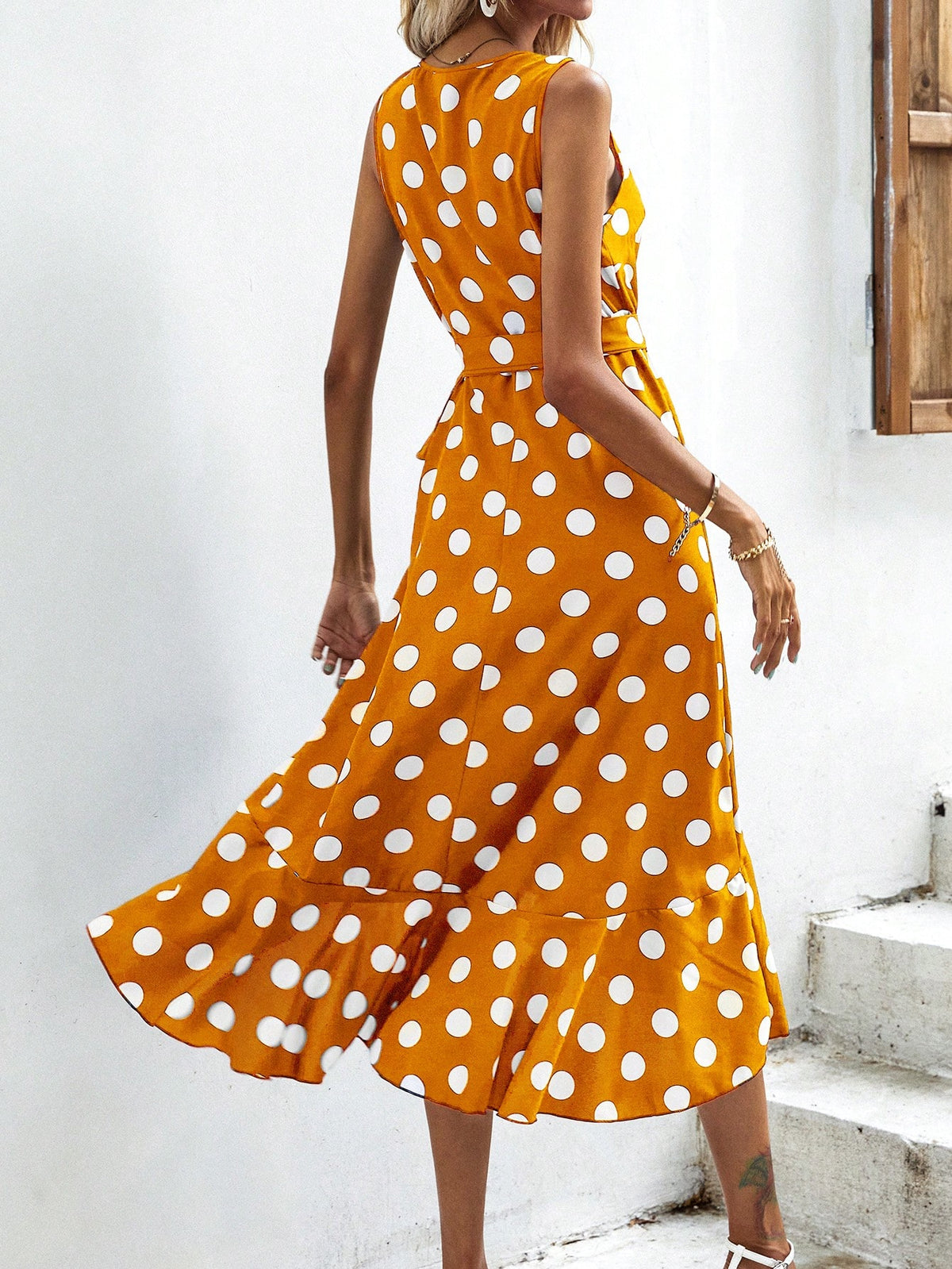 Polka Dot Side Wrap Dress