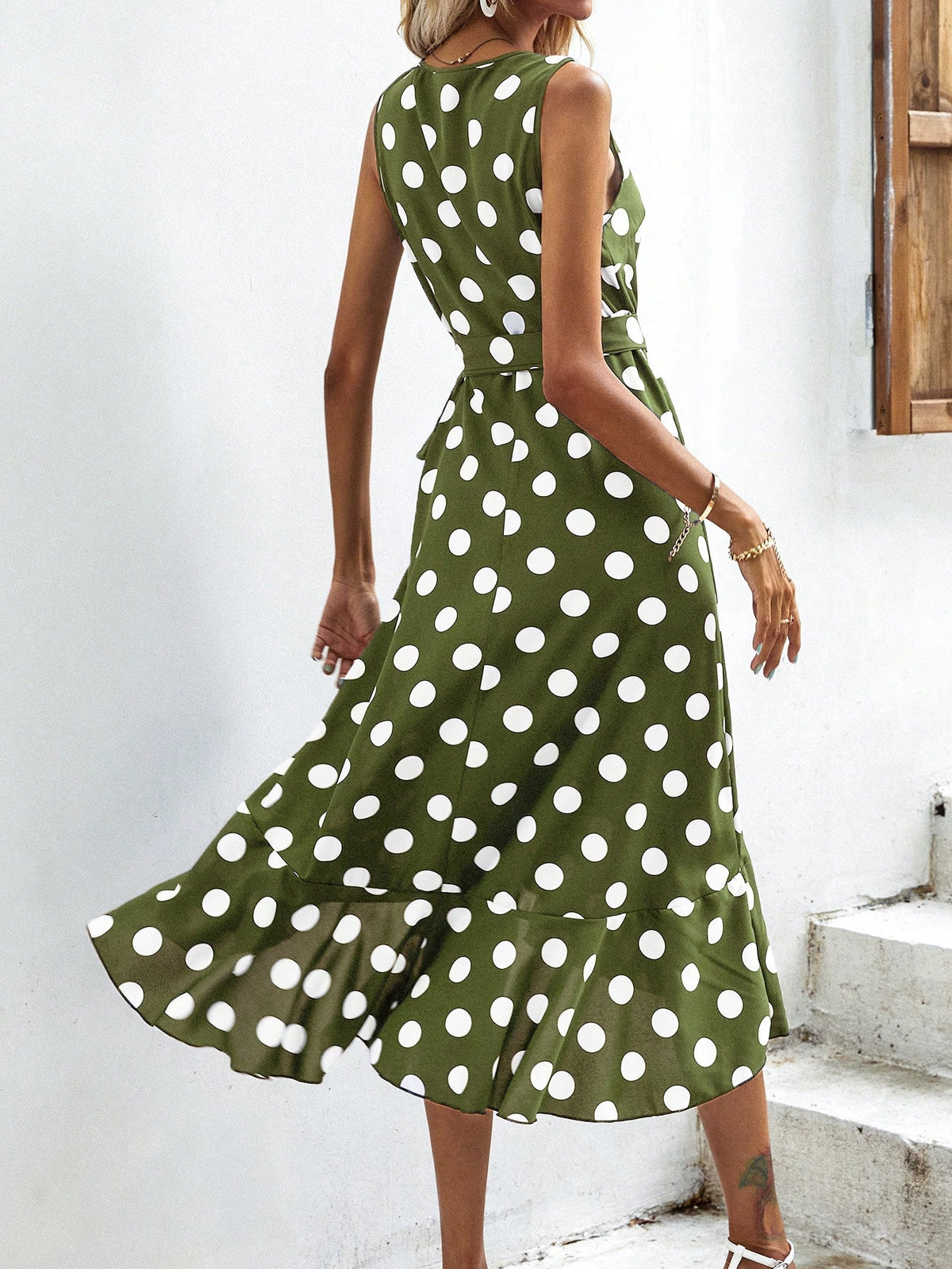 Polka Dot Side Wrap Dress