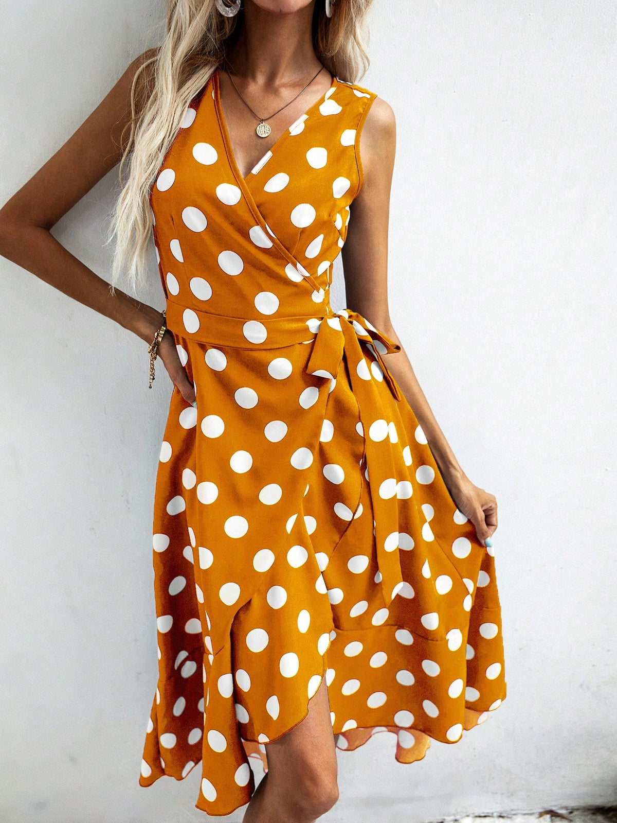 Polka Dot Side Wrap Dress