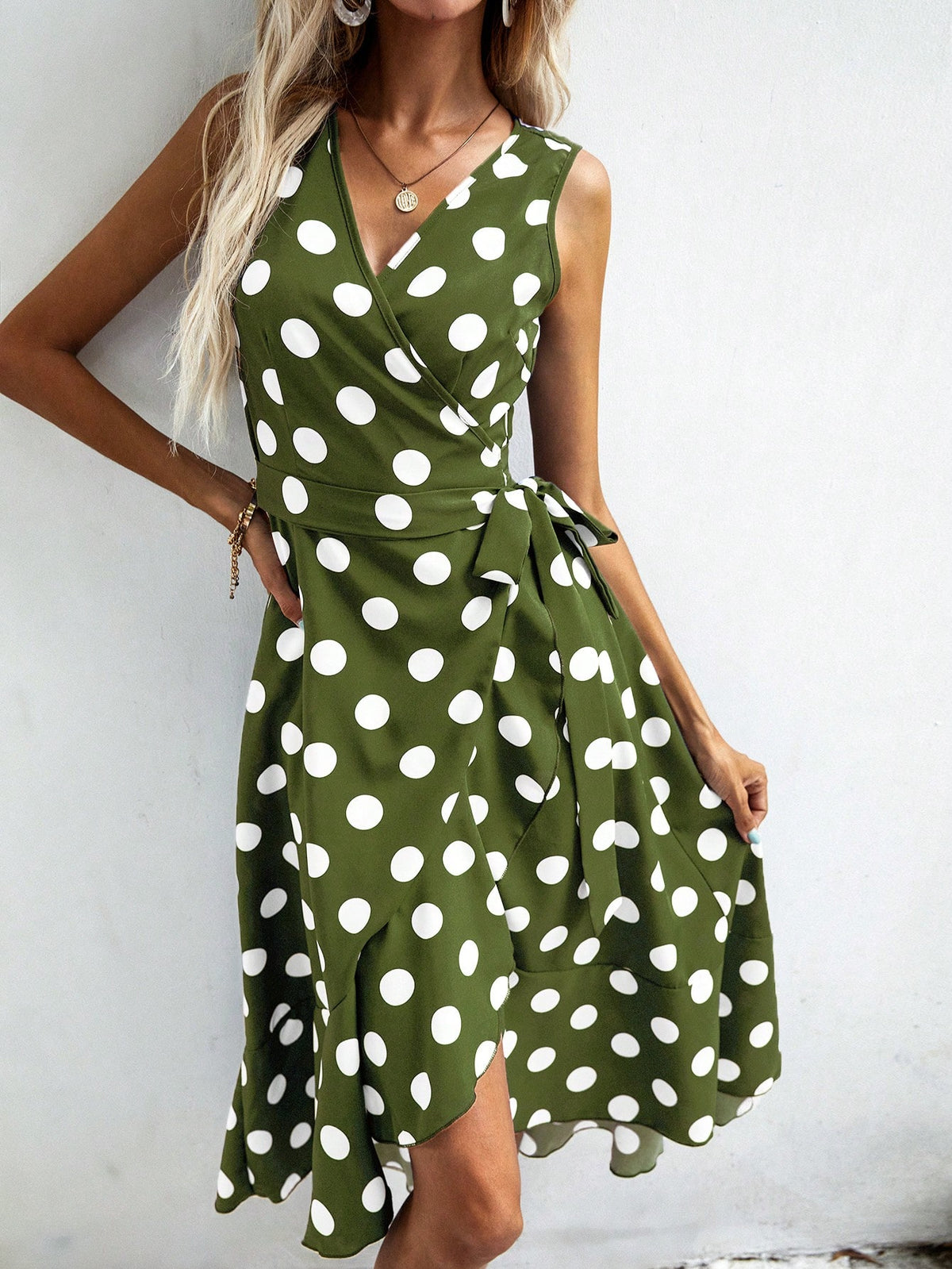 Polka Dot Side Wrap Dress