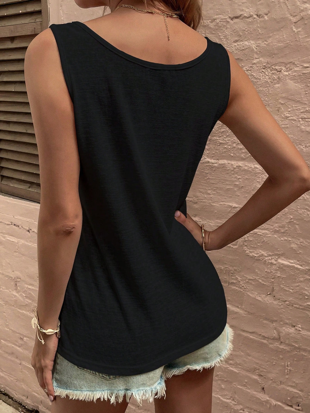 Tank Top with Fake Button